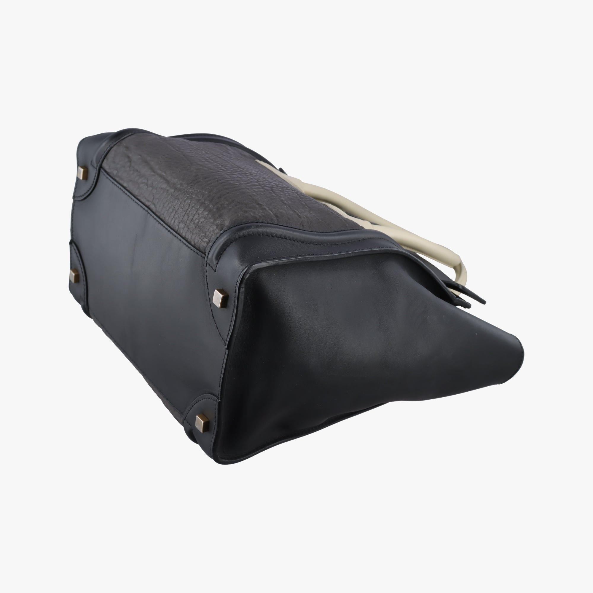 Secondhand Celine Luggage Mini Shopper Black×Brown×White Leather  handbag | stylenewstar