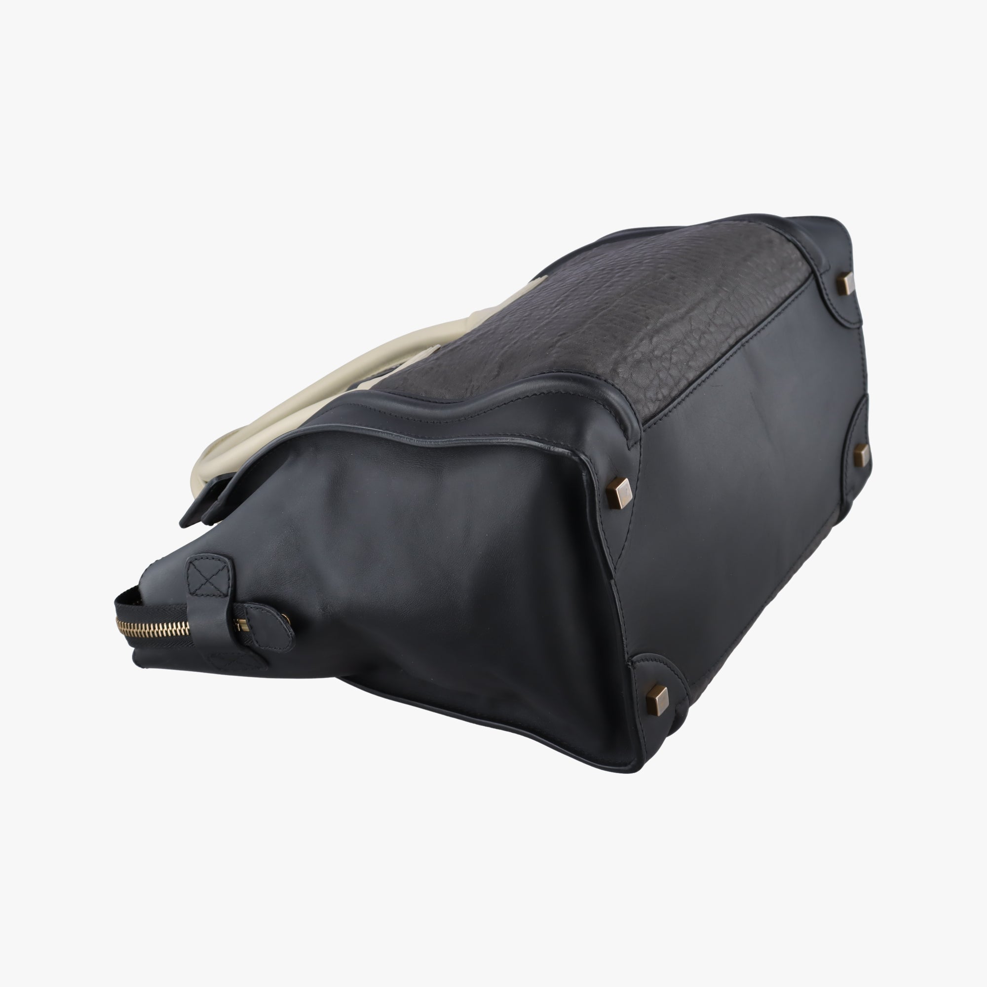 Secondhand Celine Luggage Mini Shopper Black×Brown×White Leather  handbag | stylenewstar