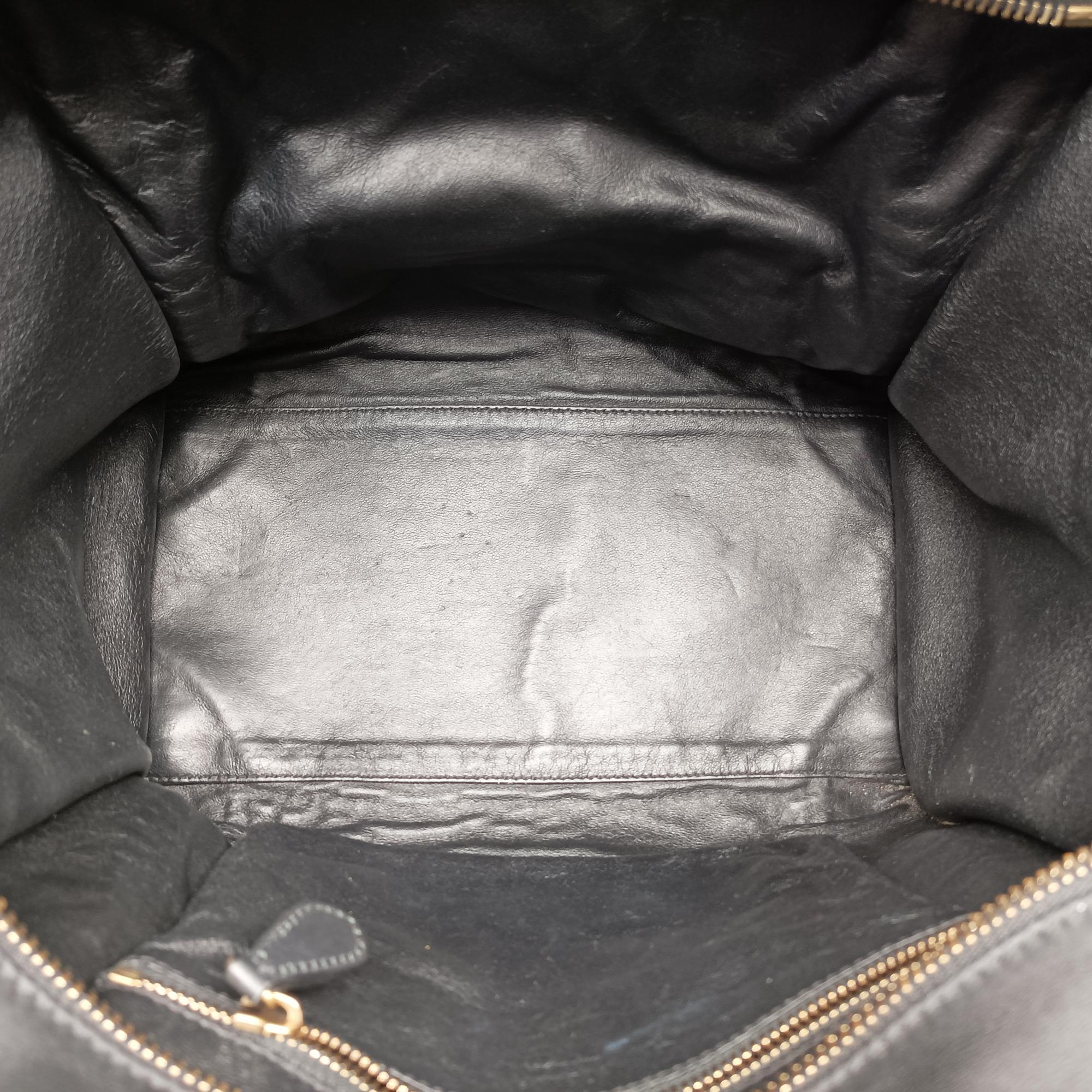 Secondhand Celine Luggage Mini Shopper Black×Brown×White Leather  handbag | stylenewstar