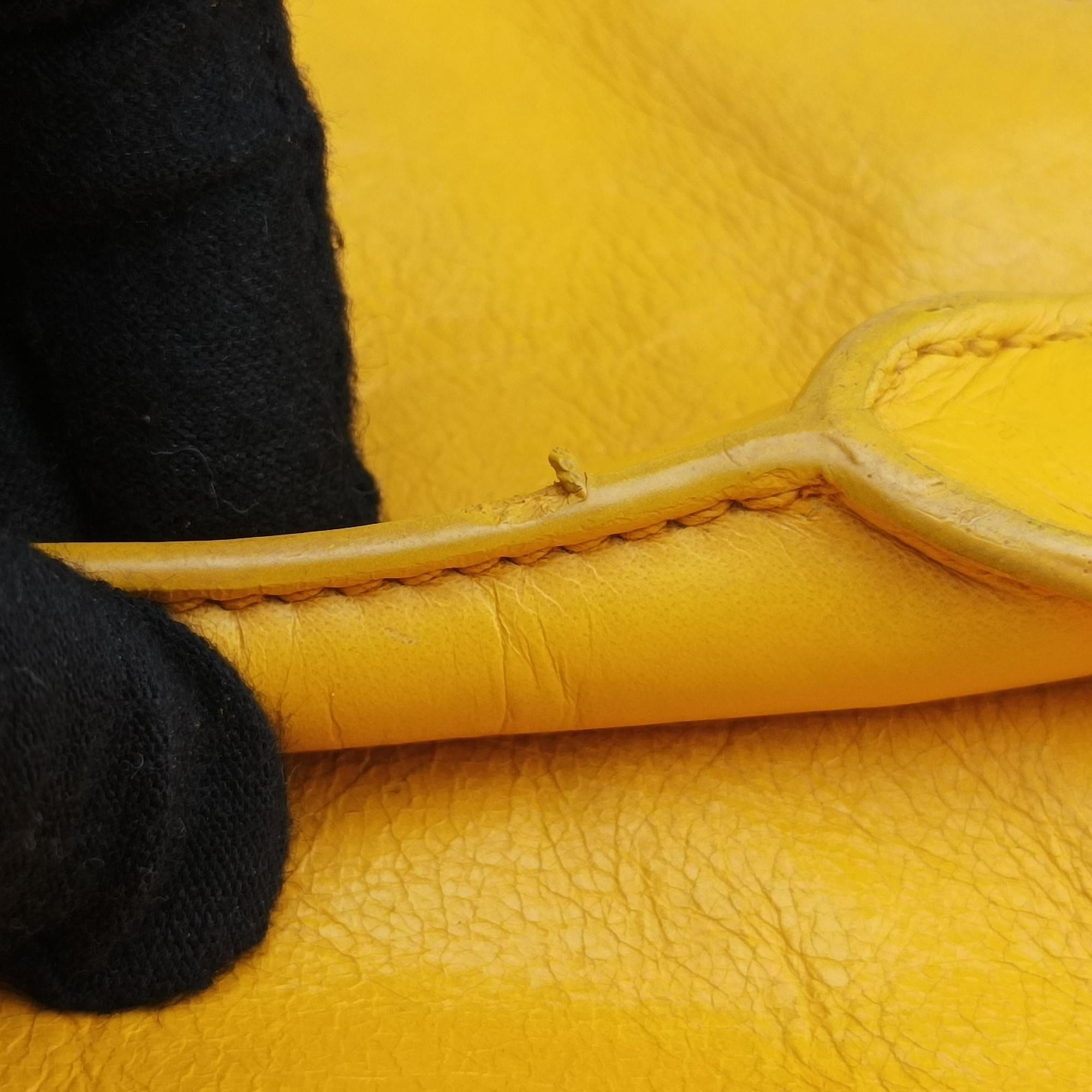 Pre-owned Prada Vitello Shine Argilla Yellow Leather  shoulderbag | stylenewstar