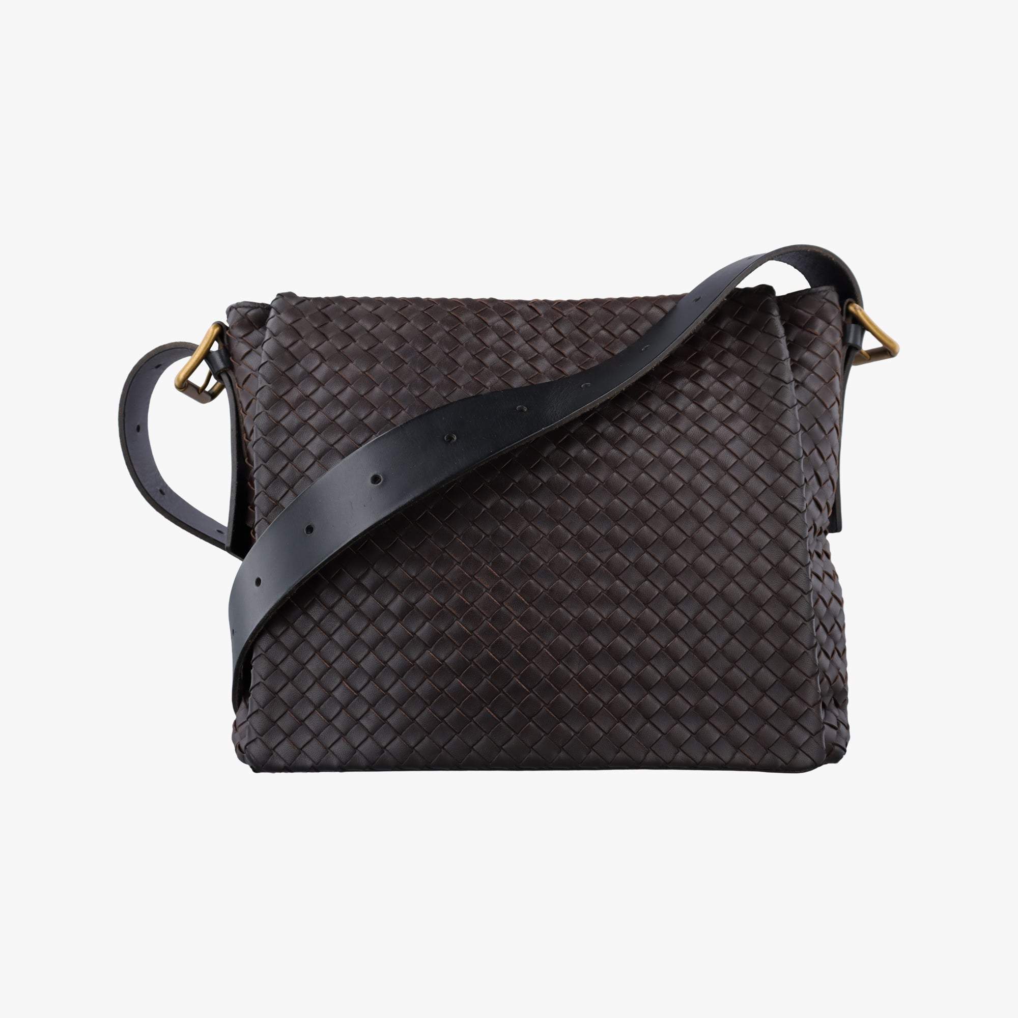 Pre-owned Bottega Veneta Intrecciato Brown× Black lambskin  shoulderbag | stylenewstar