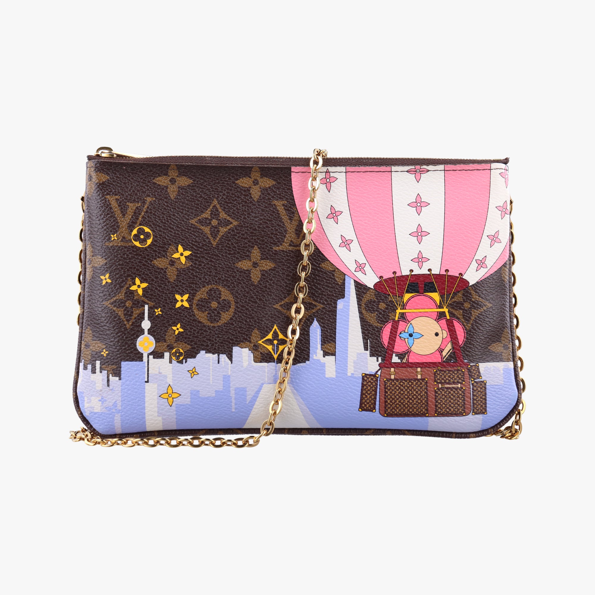Pre-owned Louis Vuitton Pochette Double Zip brown×multicolor Monogram Canvas M68486 shoulderbag | stylenewstar
