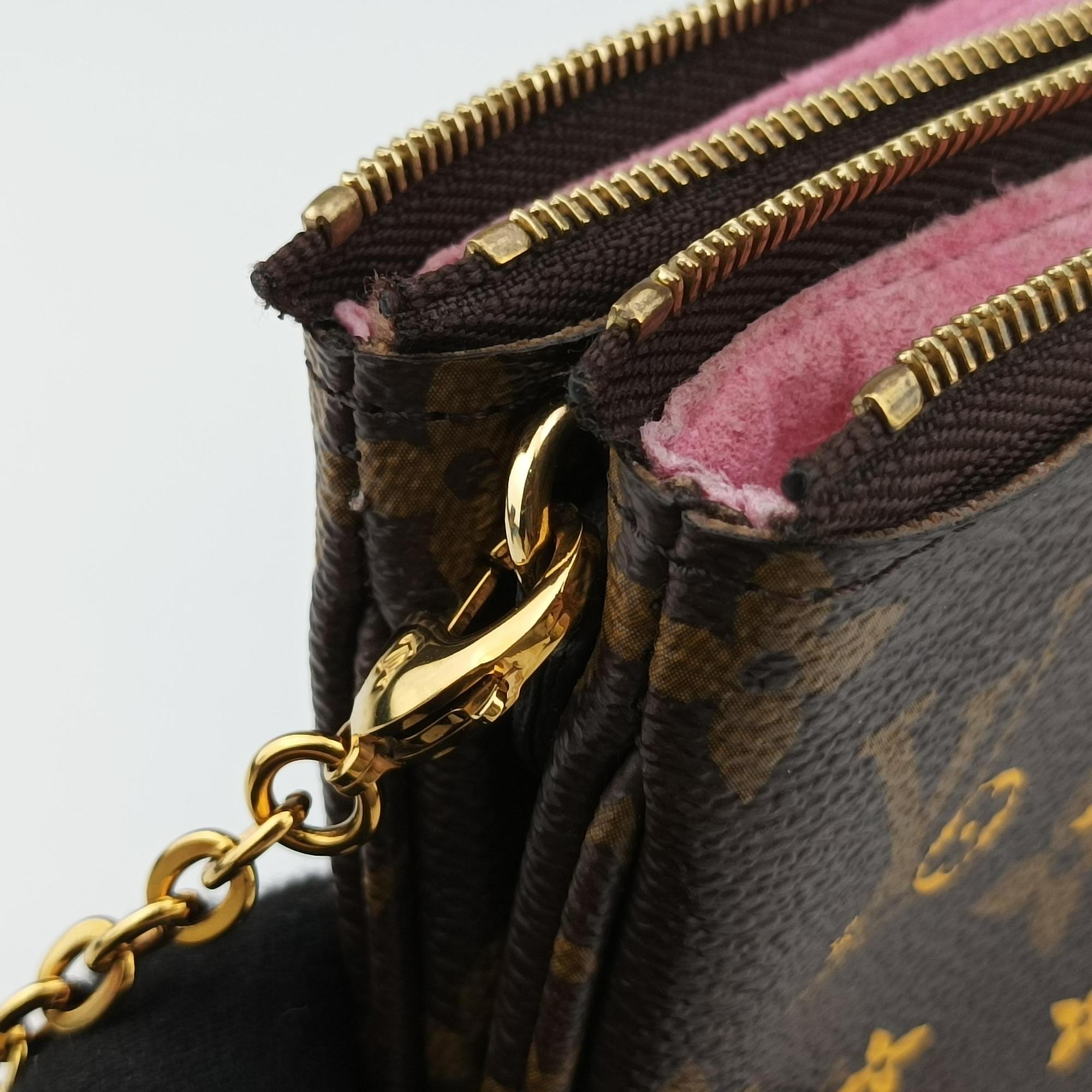 Pre-owned Louis Vuitton Pochette Double Zip brown×multicolor Monogram Canvas M68486 shoulderbag | stylenewstar