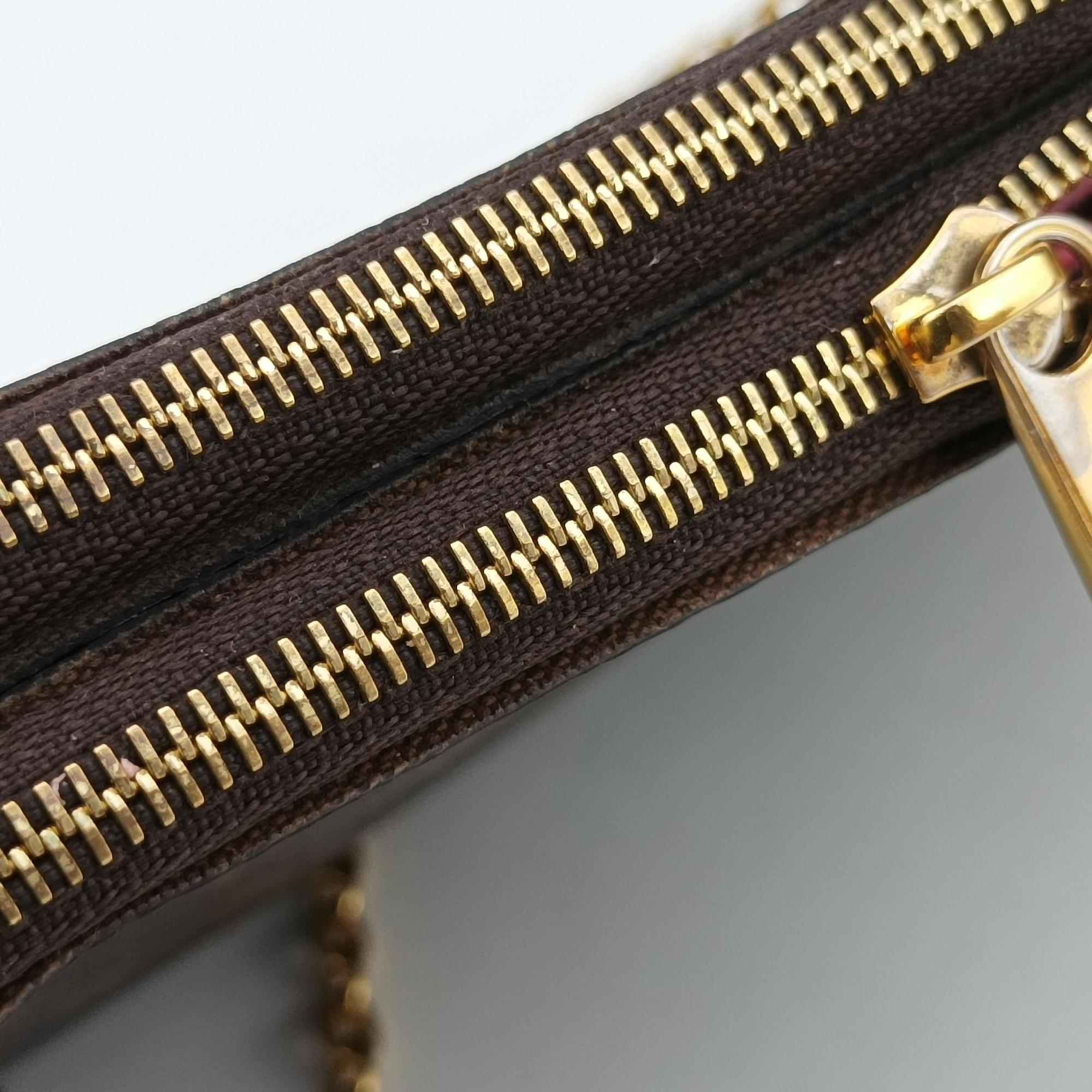 Pre-owned Louis Vuitton Pochette Double Zip brown×multicolor Monogram Canvas M68486 shoulderbag | stylenewstar