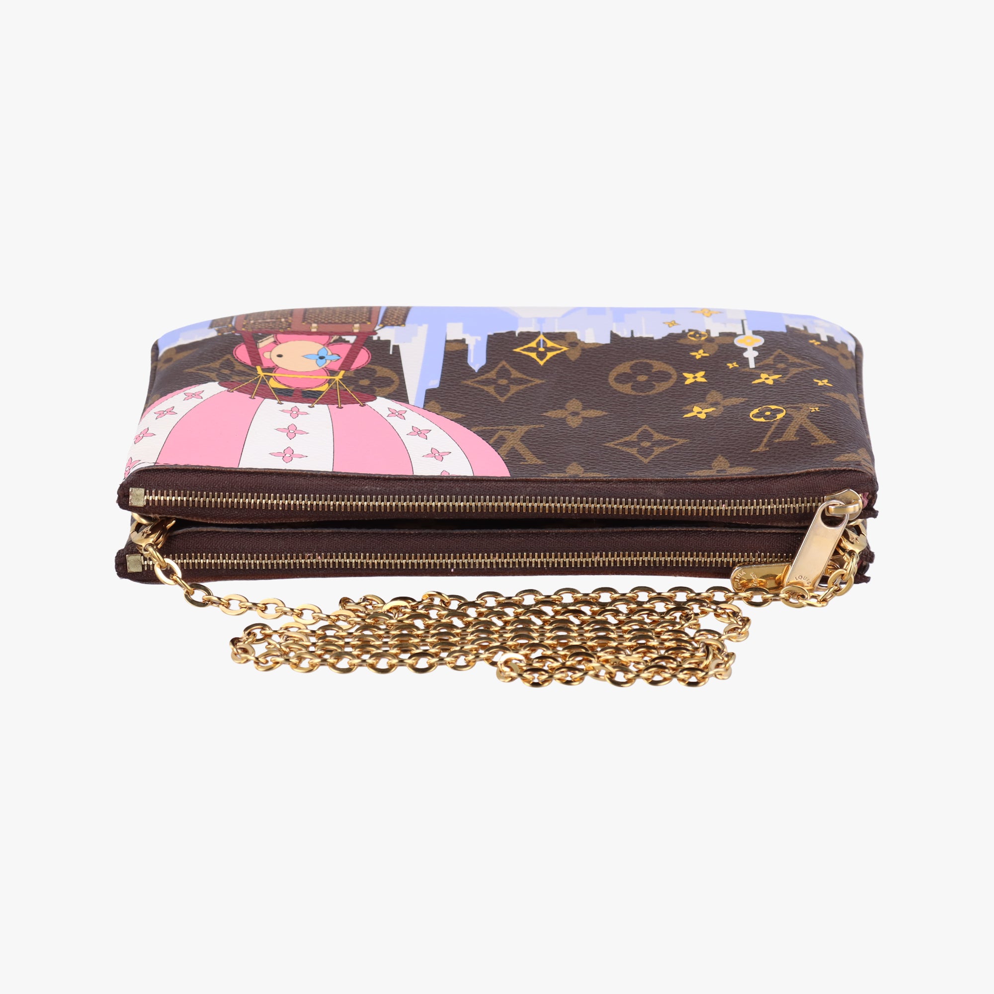 Pre-owned Louis Vuitton Pochette Double Zip brown×multicolor Monogram Canvas M68486 shoulderbag | stylenewstar