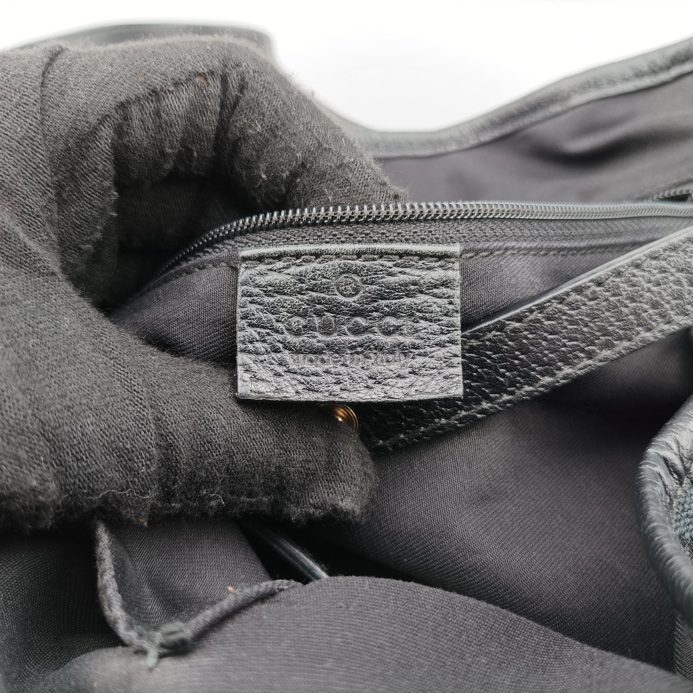 Pre-owned Gucci Abbey Black canvas×leather 130736 shoulderbag | stylenewstar