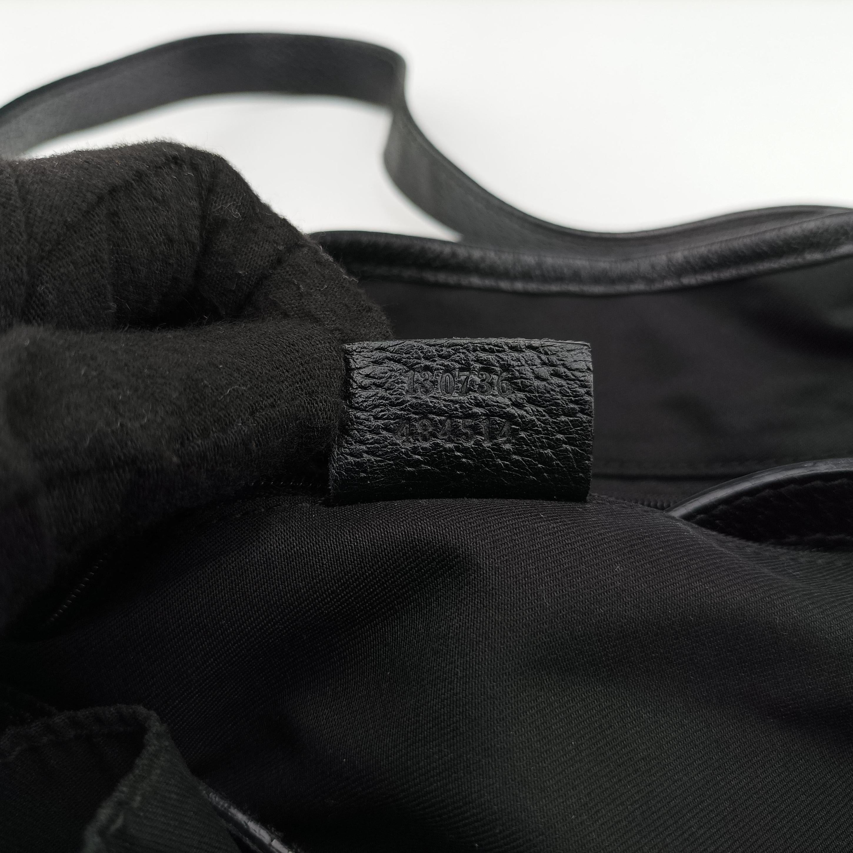 Pre-owned Gucci Abbey Black canvas×leather 130736 shoulderbag | stylenewstar