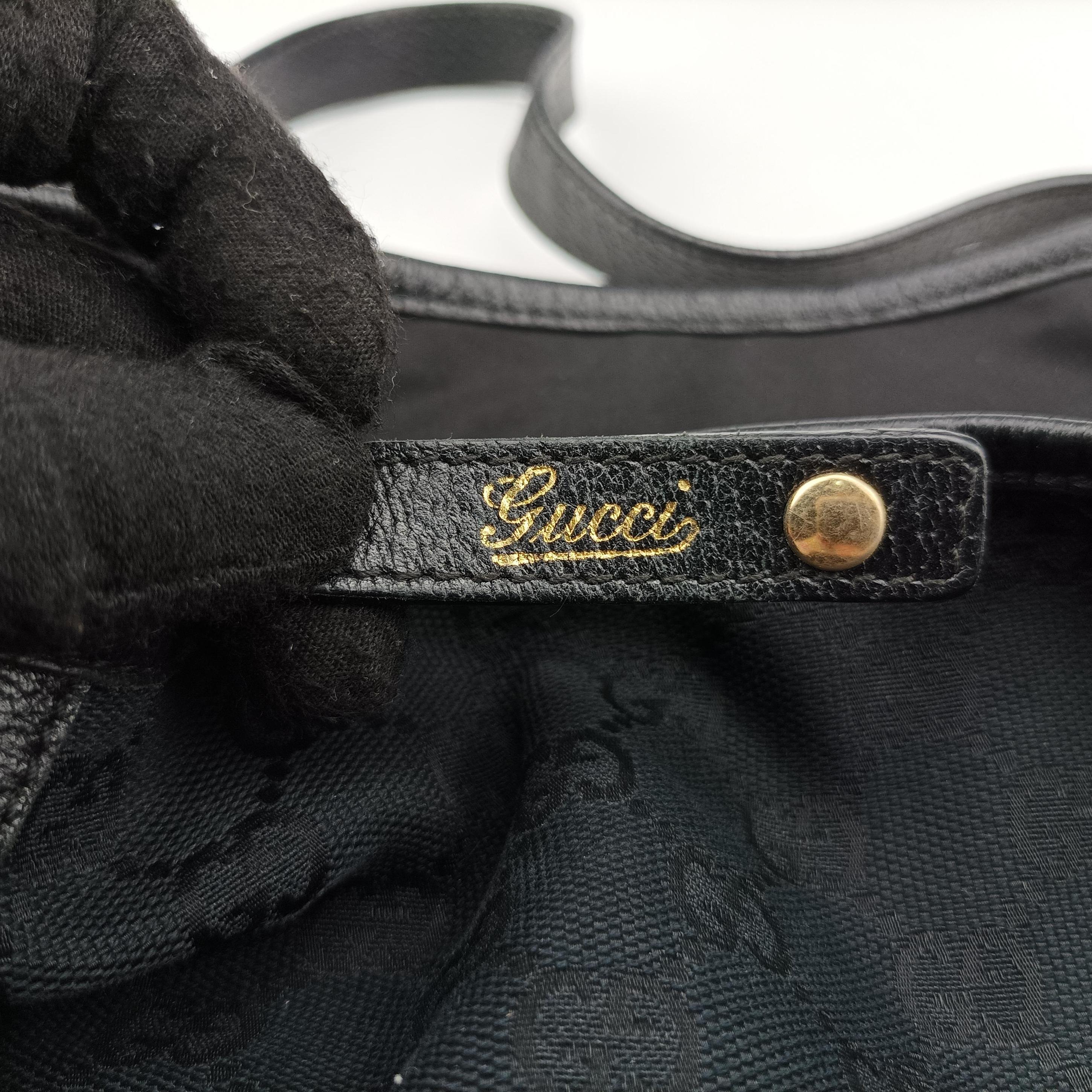 Pre-owned Gucci Abbey Black canvas×leather 130736 shoulderbag | stylenewstar