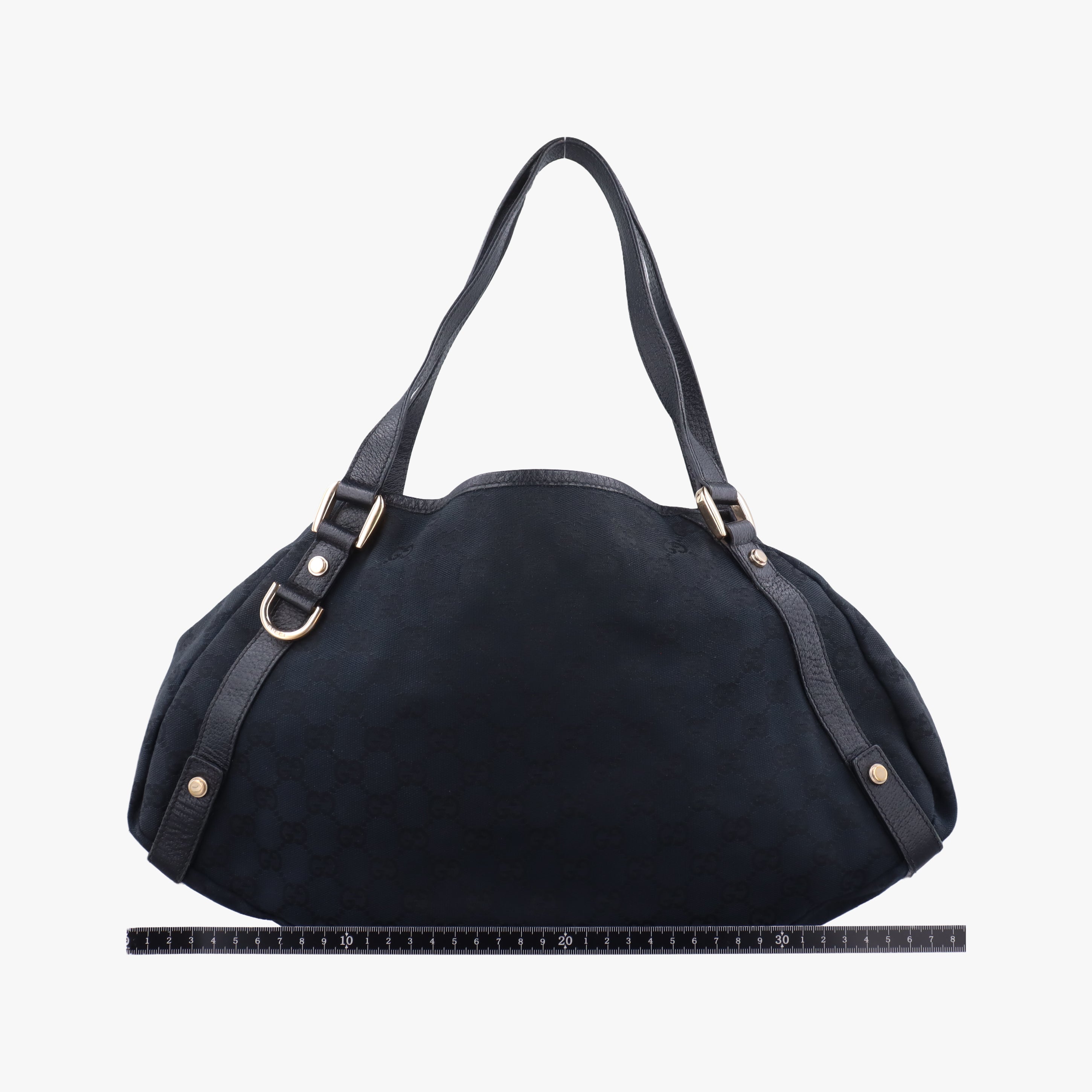 Pre-owned Gucci Abbey Black canvas×leather 130736 shoulderbag | stylenewstar