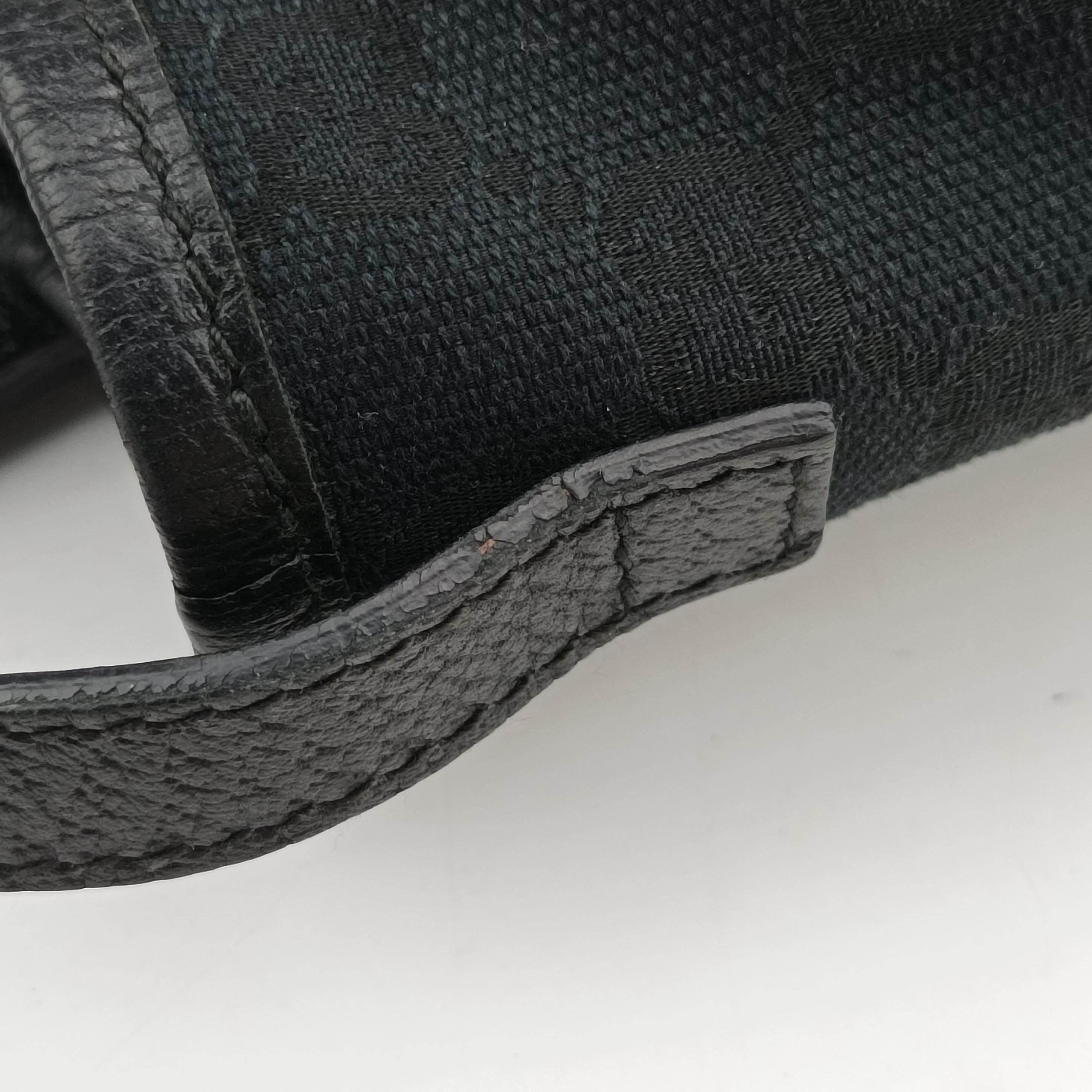 Pre-owned Gucci Abbey Black canvas×leather 130736 shoulderbag | stylenewstar
