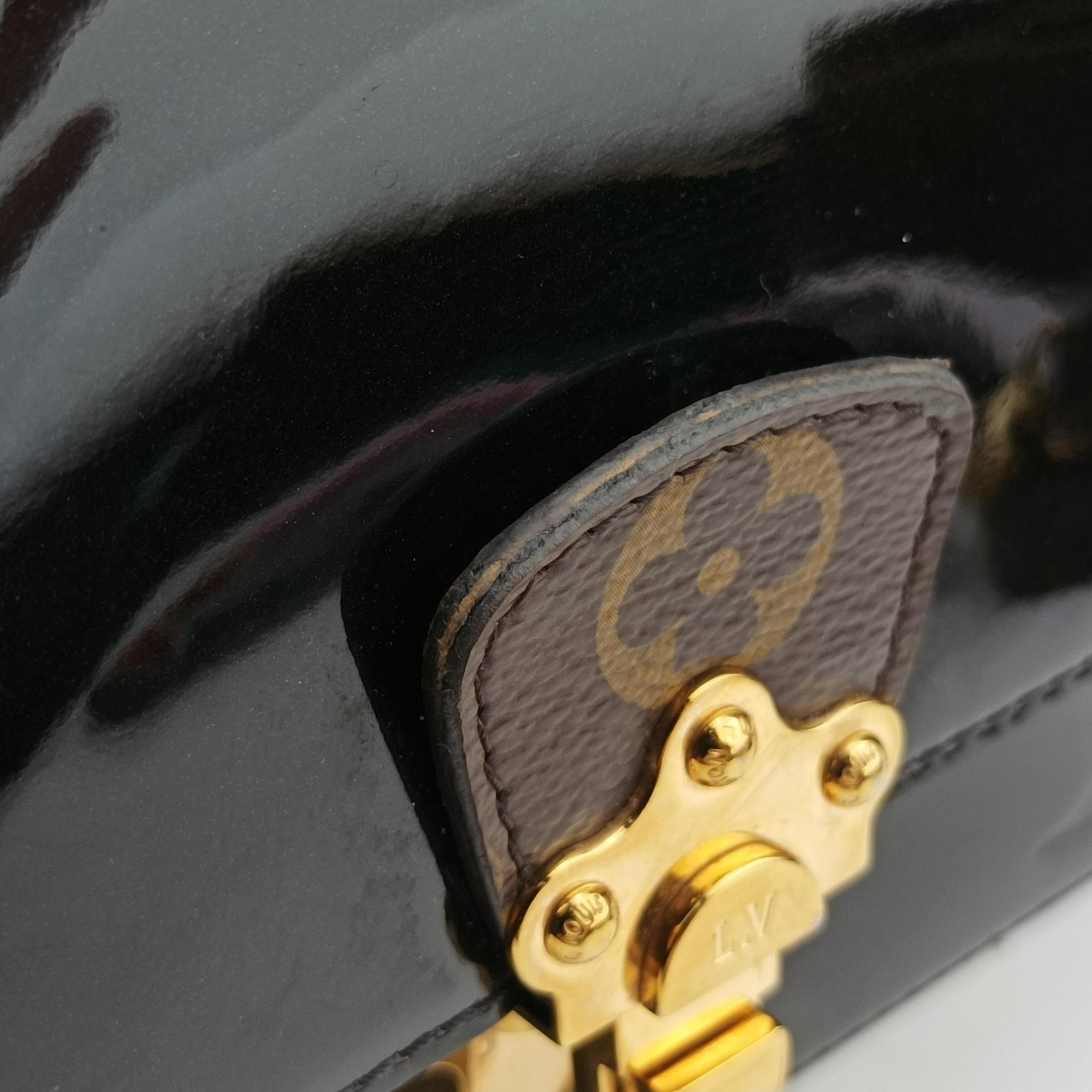 Pre-owned Louis Vuitton Cherrywood BB brown×black Vernis×Leather×Monogram Canvas M51953 shoulderbag | stylenewstar