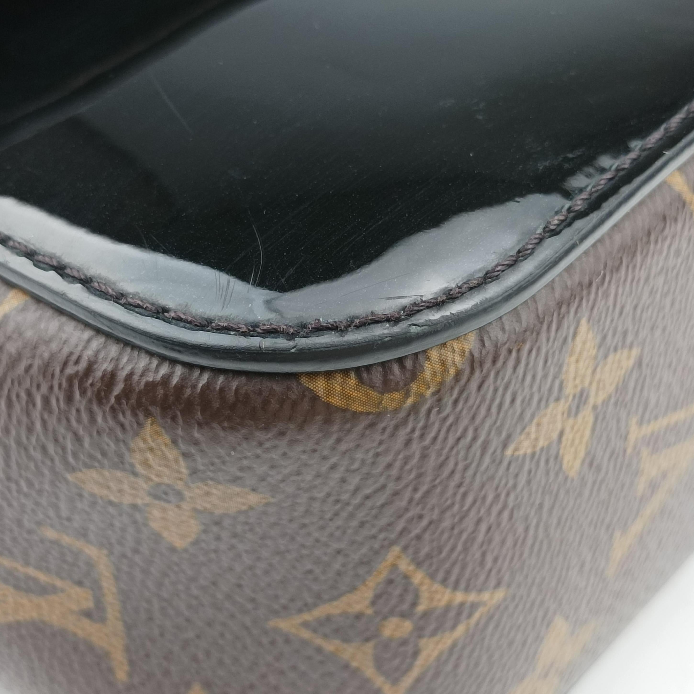 Pre-owned Louis Vuitton Cherrywood BB brown×black Vernis×Leather×Monogram Canvas M51953 shoulderbag | stylenewstar