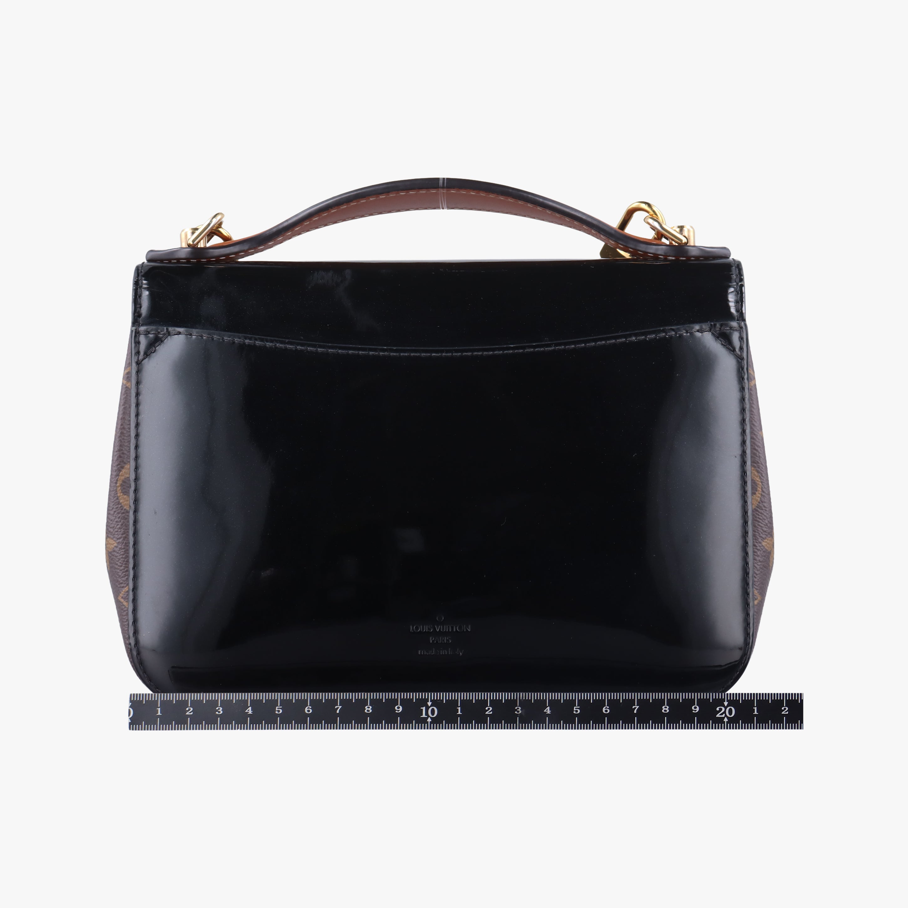 Pre-owned Louis Vuitton Cherrywood BB brown×black Vernis×Leather×Monogram Canvas M51953 shoulderbag | stylenewstar