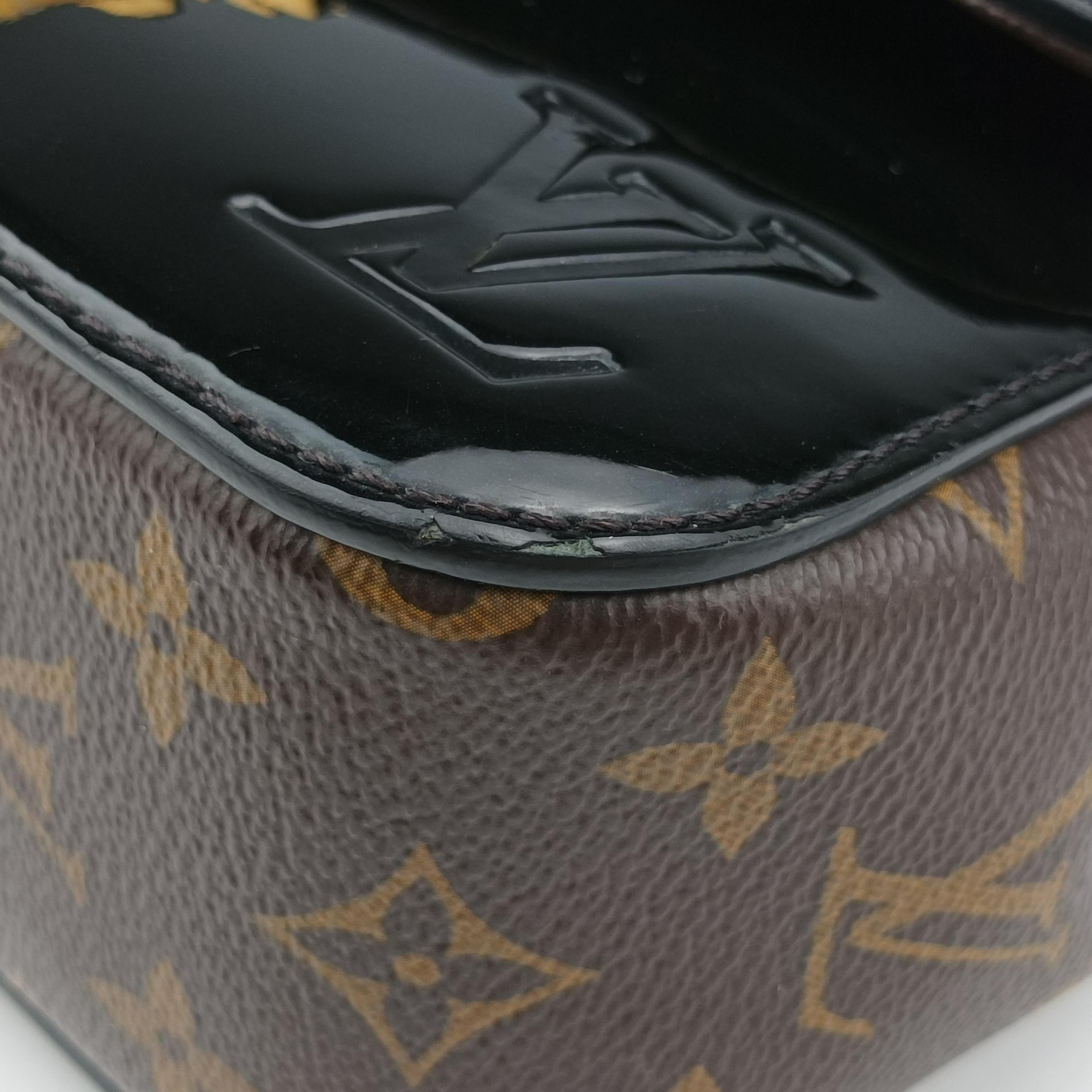Pre-owned Louis Vuitton Cherrywood BB brown×black Vernis×Leather×Monogram Canvas M51953 shoulderbag | stylenewstar
