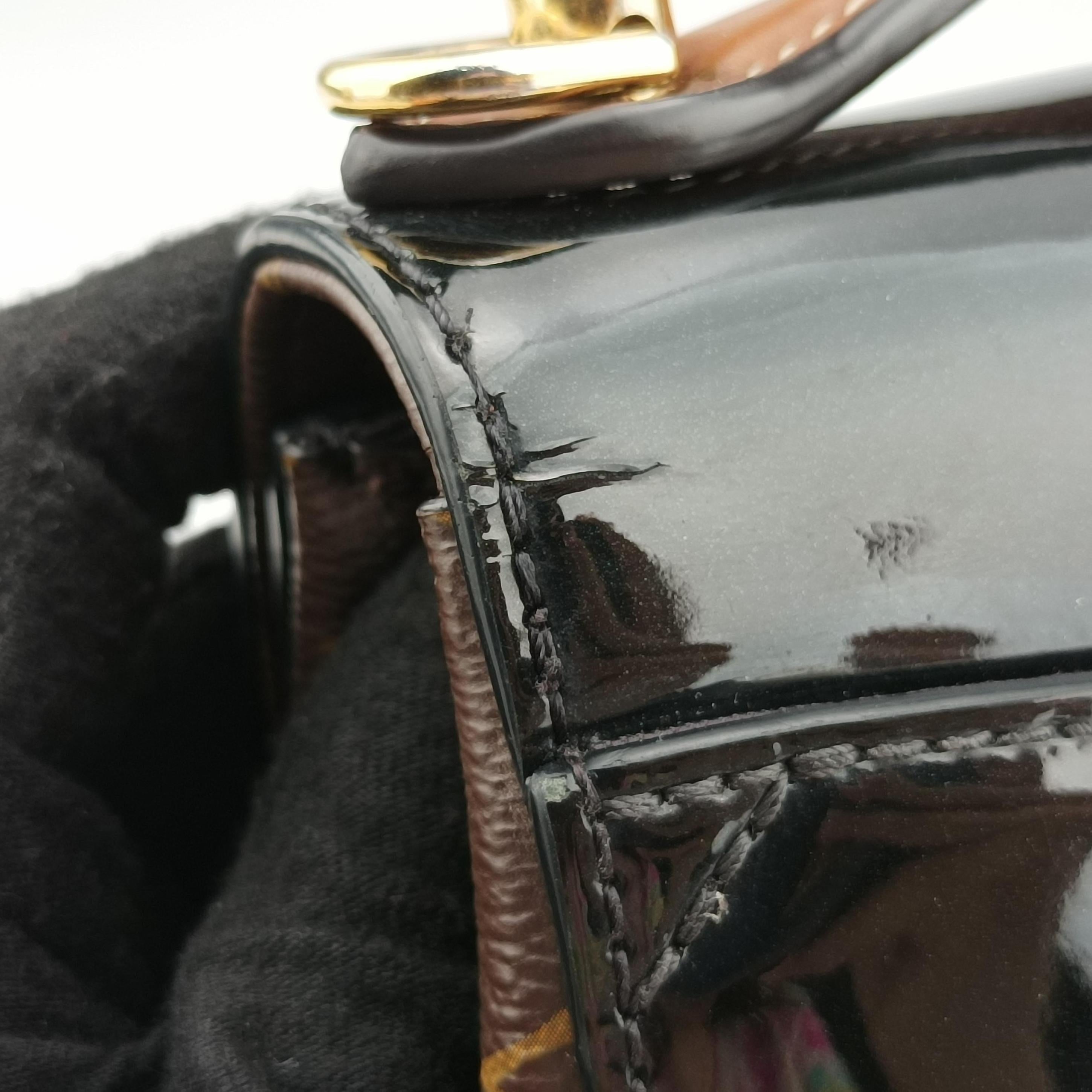 Pre-owned Louis Vuitton Cherrywood BB brown×black Vernis×Leather×Monogram Canvas M51953 shoulderbag | stylenewstar