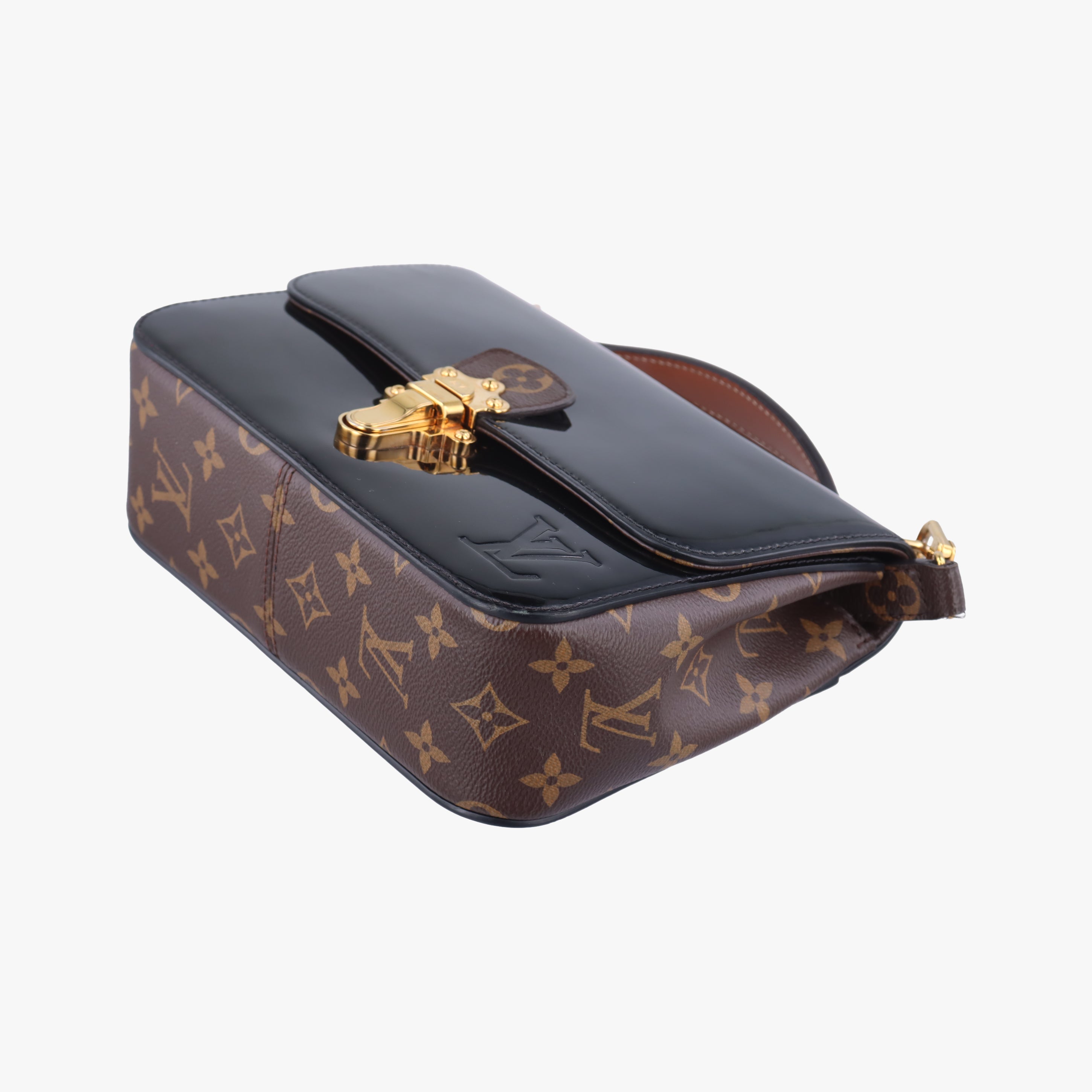 Pre-owned Louis Vuitton Cherrywood BB brown×black Vernis×Leather×Monogram Canvas M51953 shoulderbag | stylenewstar