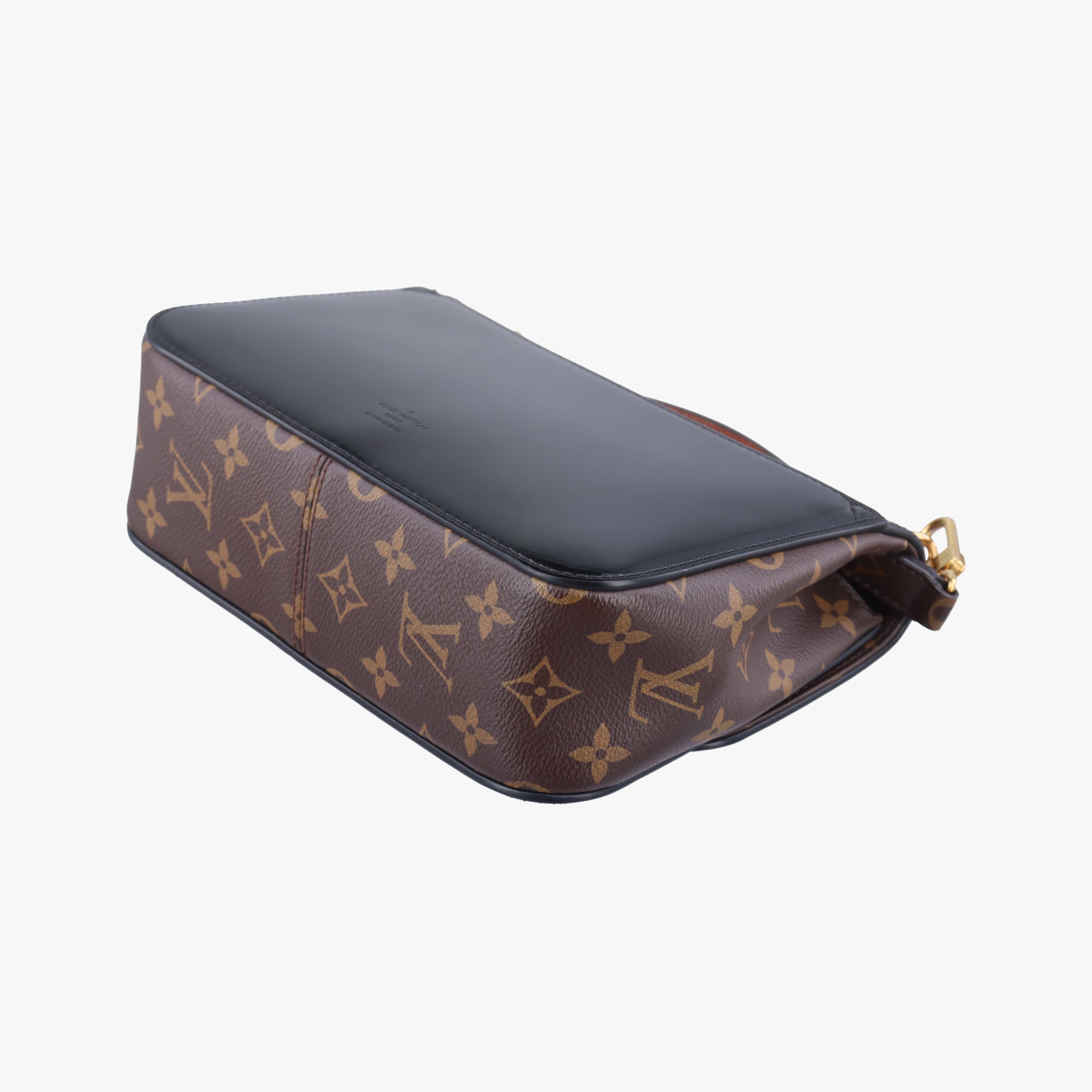 Pre-owned Louis Vuitton Cherrywood BB brown×black Vernis×Leather×Monogram Canvas M51953 shoulderbag | stylenewstar