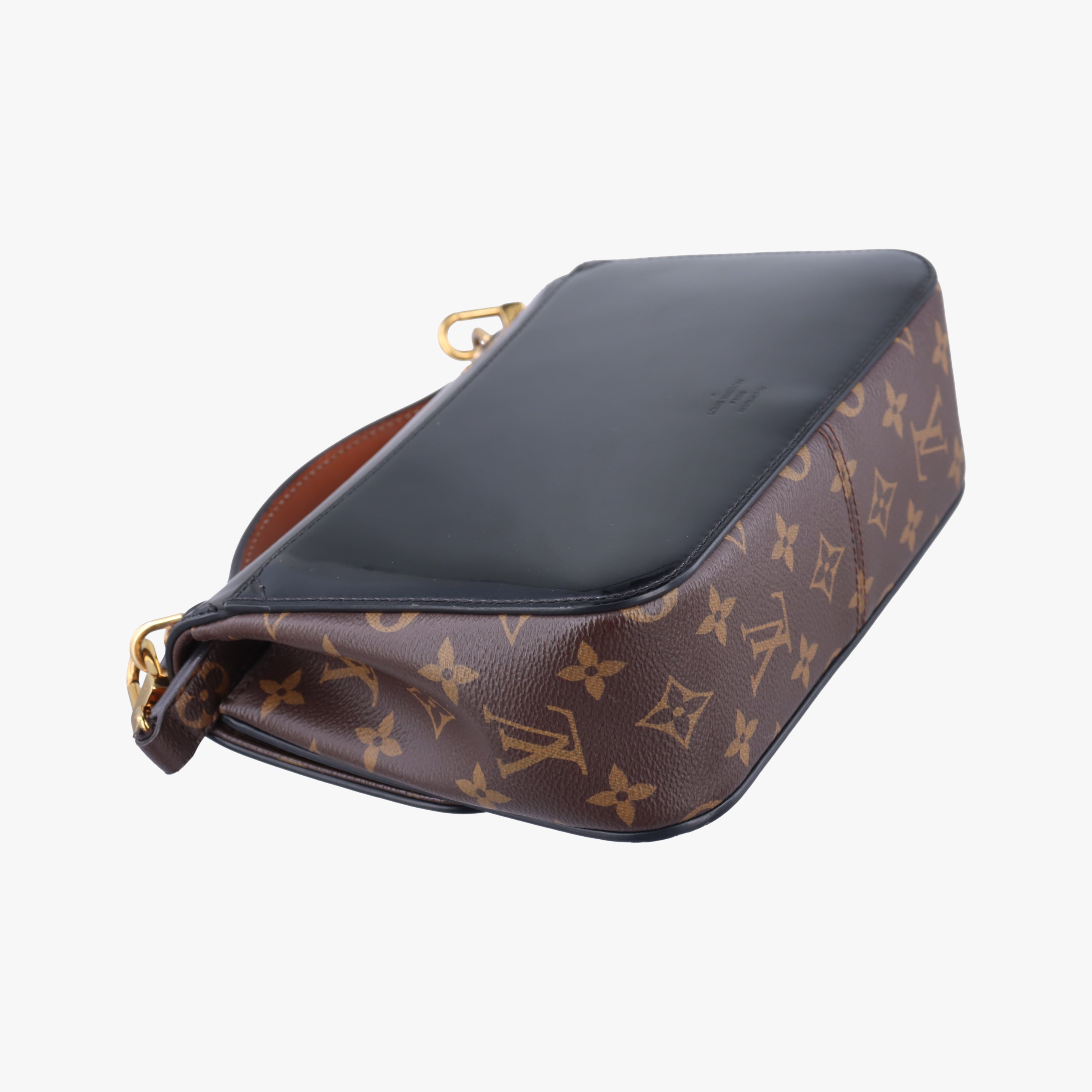 Pre-owned Louis Vuitton Cherrywood BB brown×black Vernis×Leather×Monogram Canvas M51953 shoulderbag | stylenewstar