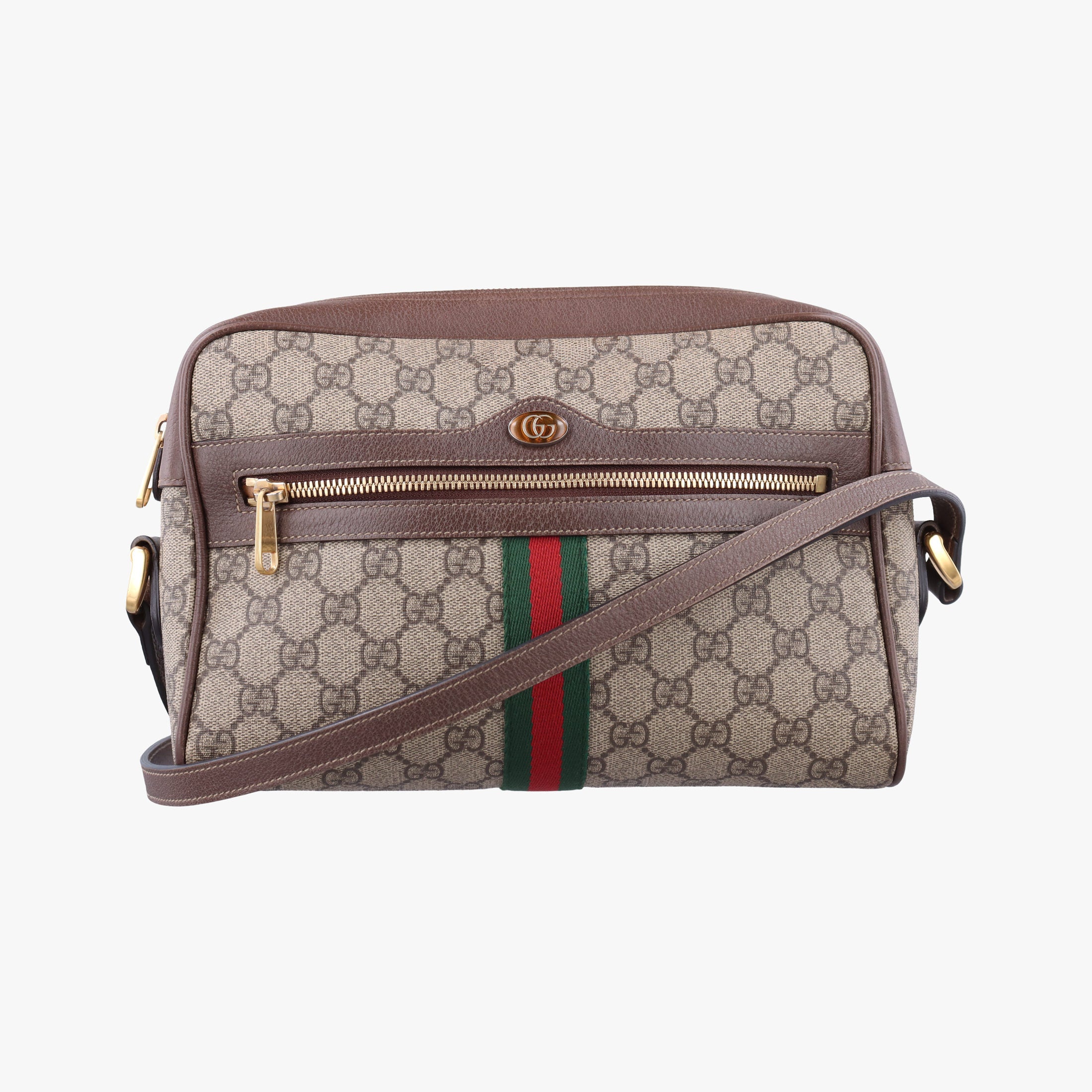 Pre-owned Gucci Ophidia Brown PVC coated canvas×Leather 517080 shoulderbag | stylenewstar
