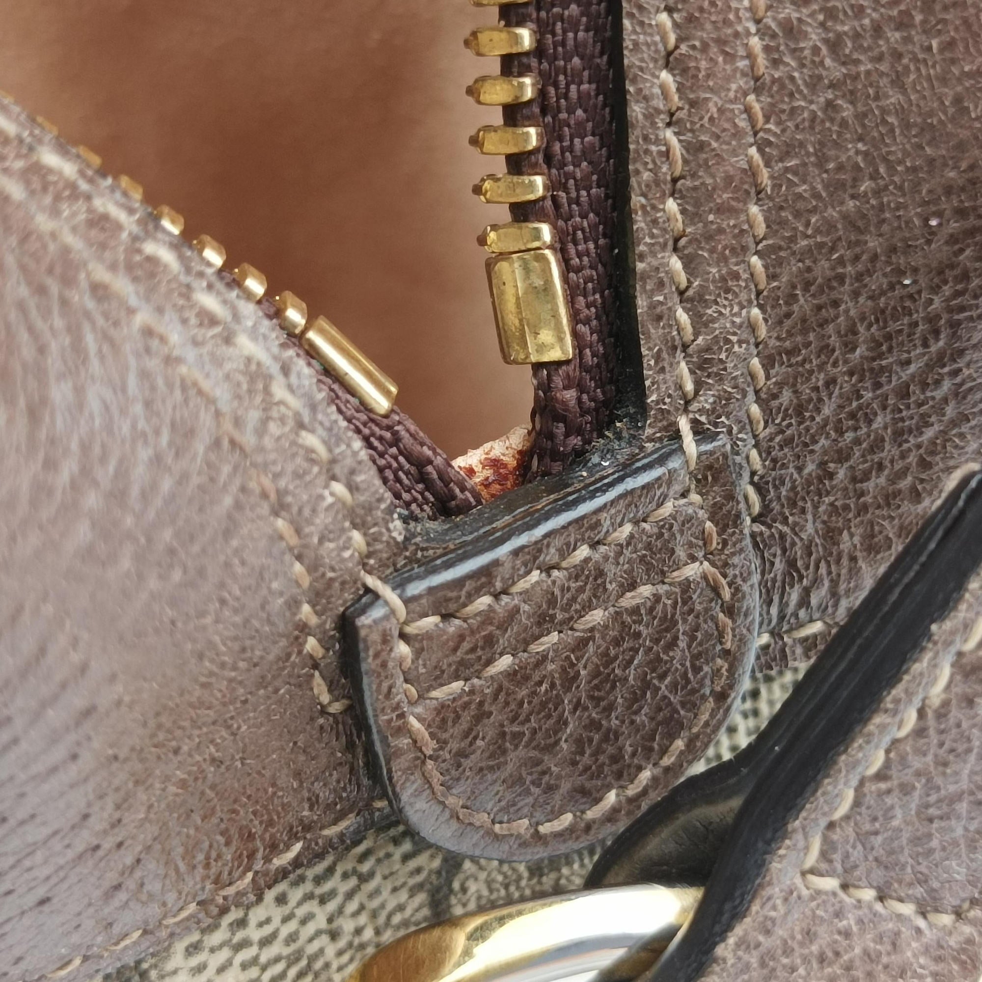 Pre-owned Gucci Ophidia Brown PVC coated canvas×Leather 517080 shoulderbag | stylenewstar