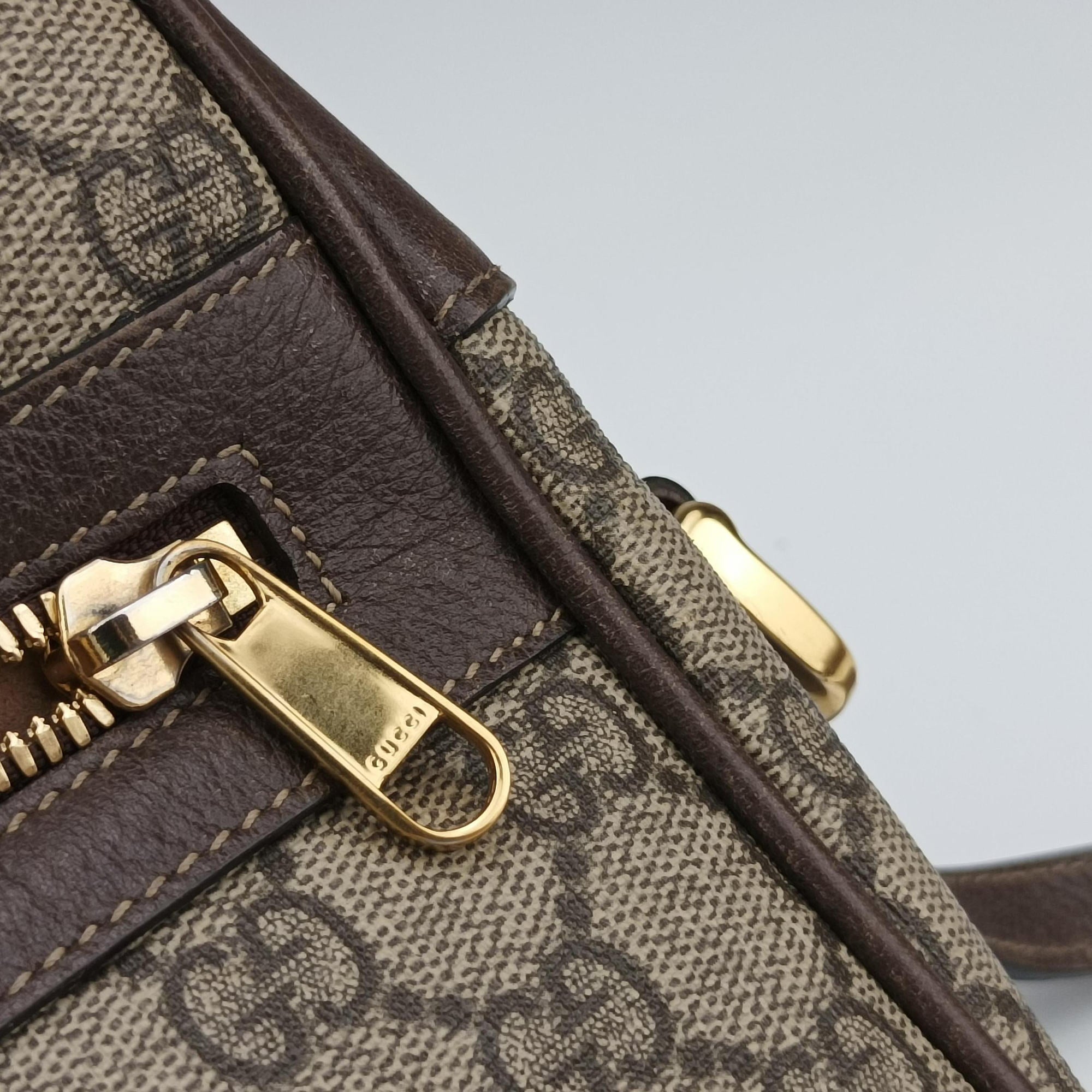 Pre-owned Gucci Ophidia Brown PVC coated canvas×Leather 517080 shoulderbag | stylenewstar