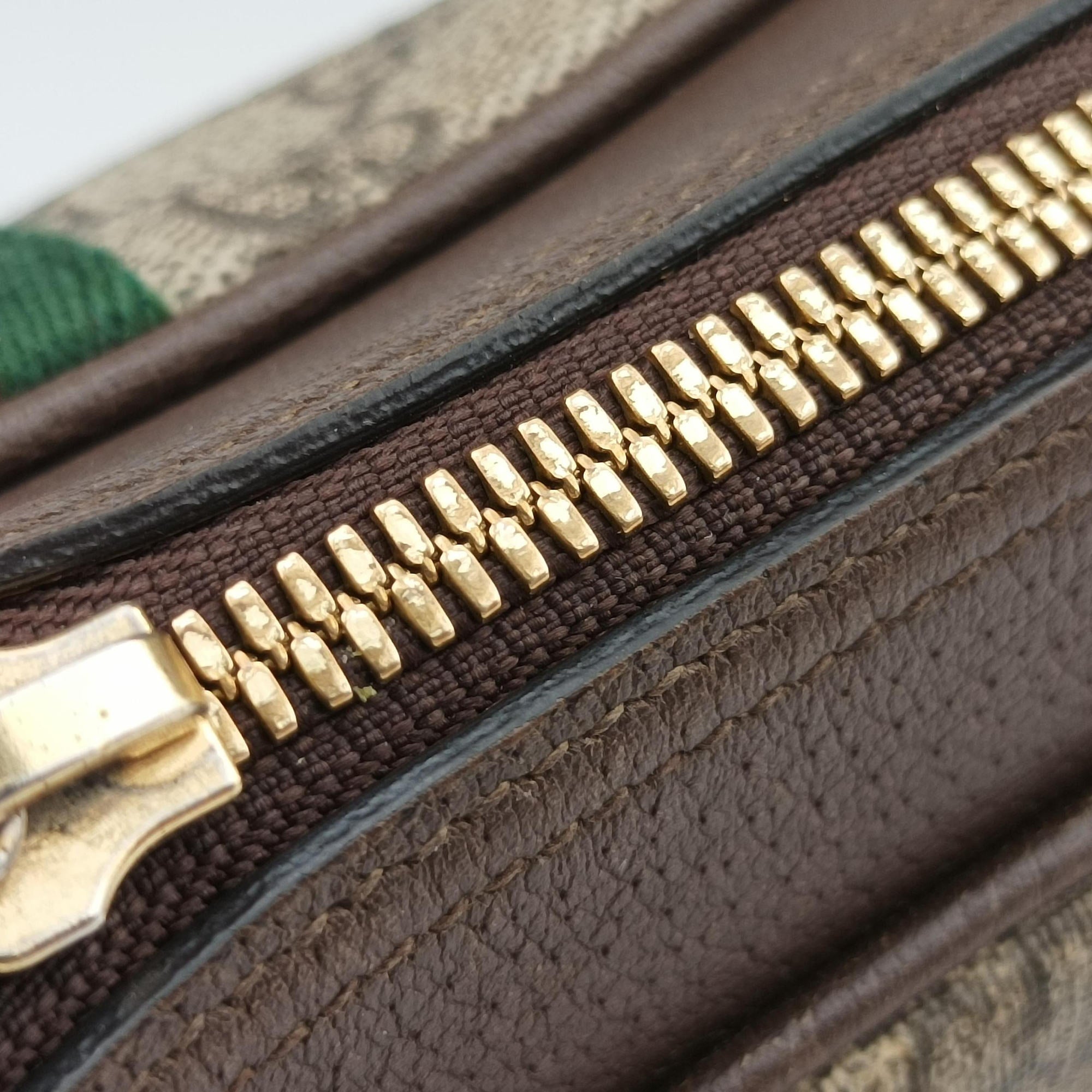 Pre-owned Gucci Ophidia Brown PVC coated canvas×Leather 517080 shoulderbag | stylenewstar
