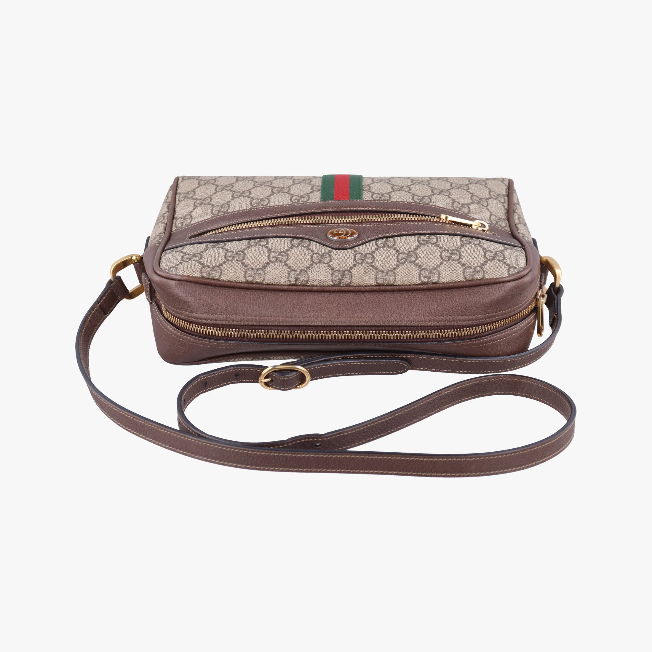 Pre-owned Gucci Ophidia Brown PVC coated canvas×Leather 517080 shoulderbag | stylenewstar