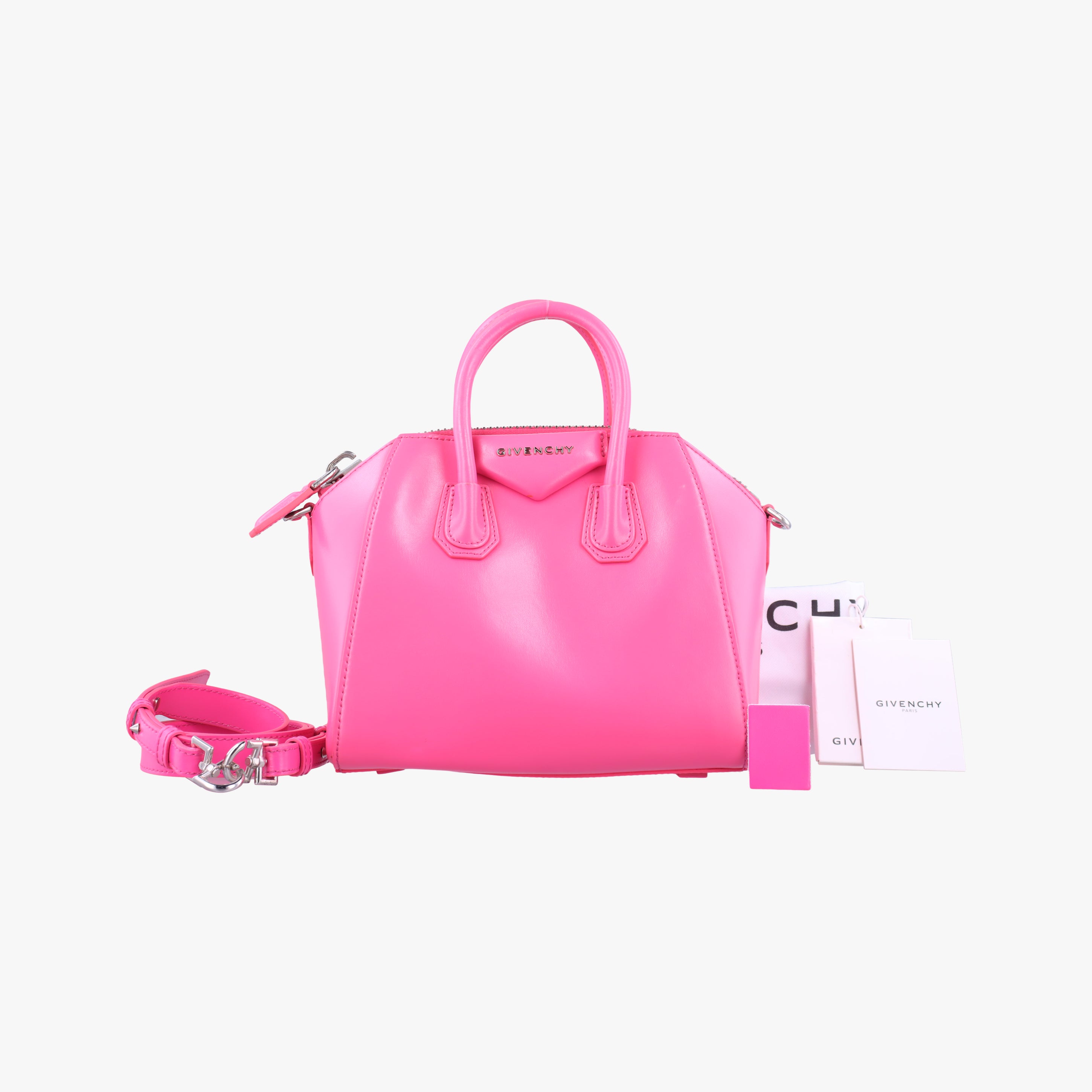 Pre-owned Givenchy Antigonamini Pink leather  shoulderbag | stylenewstar