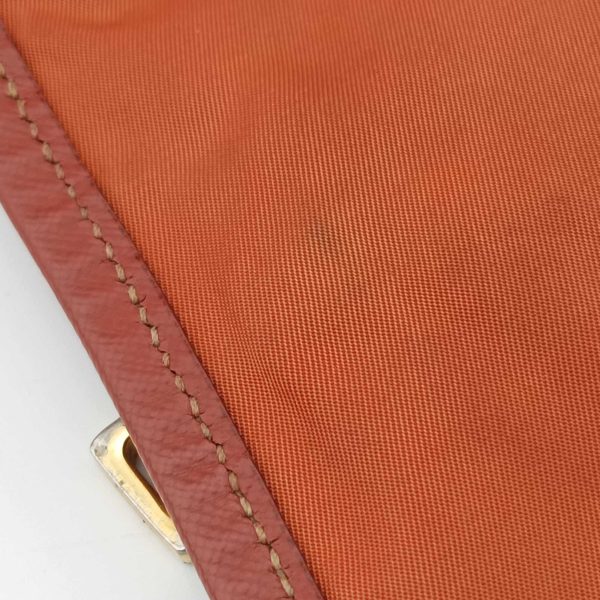 Pre-owned Prada VELA Orange Nylon × Leather BT1738 shoulderbag | stylenewstar