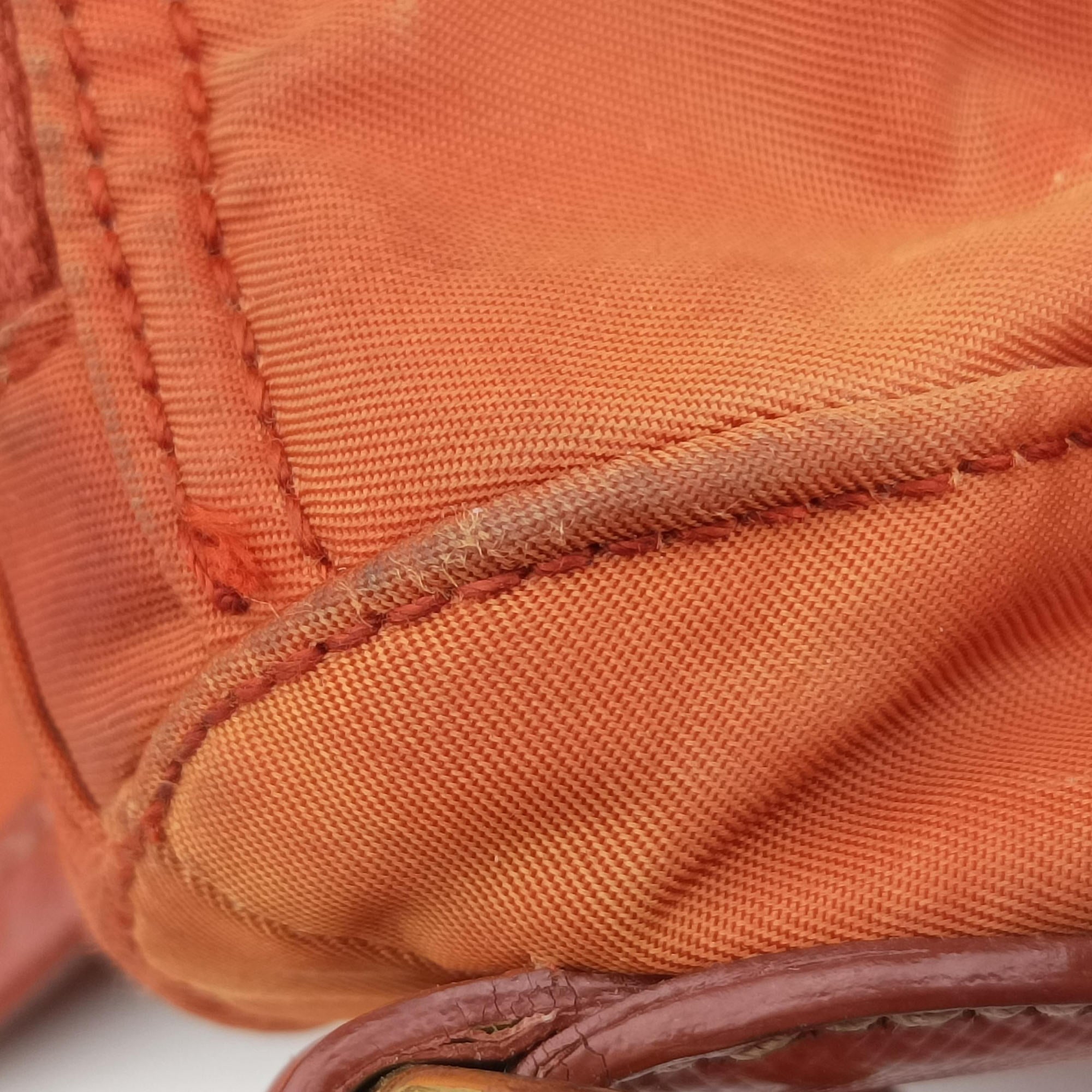 Pre-owned Prada VELA Orange Nylon × Leather BT1738 shoulderbag | stylenewstar