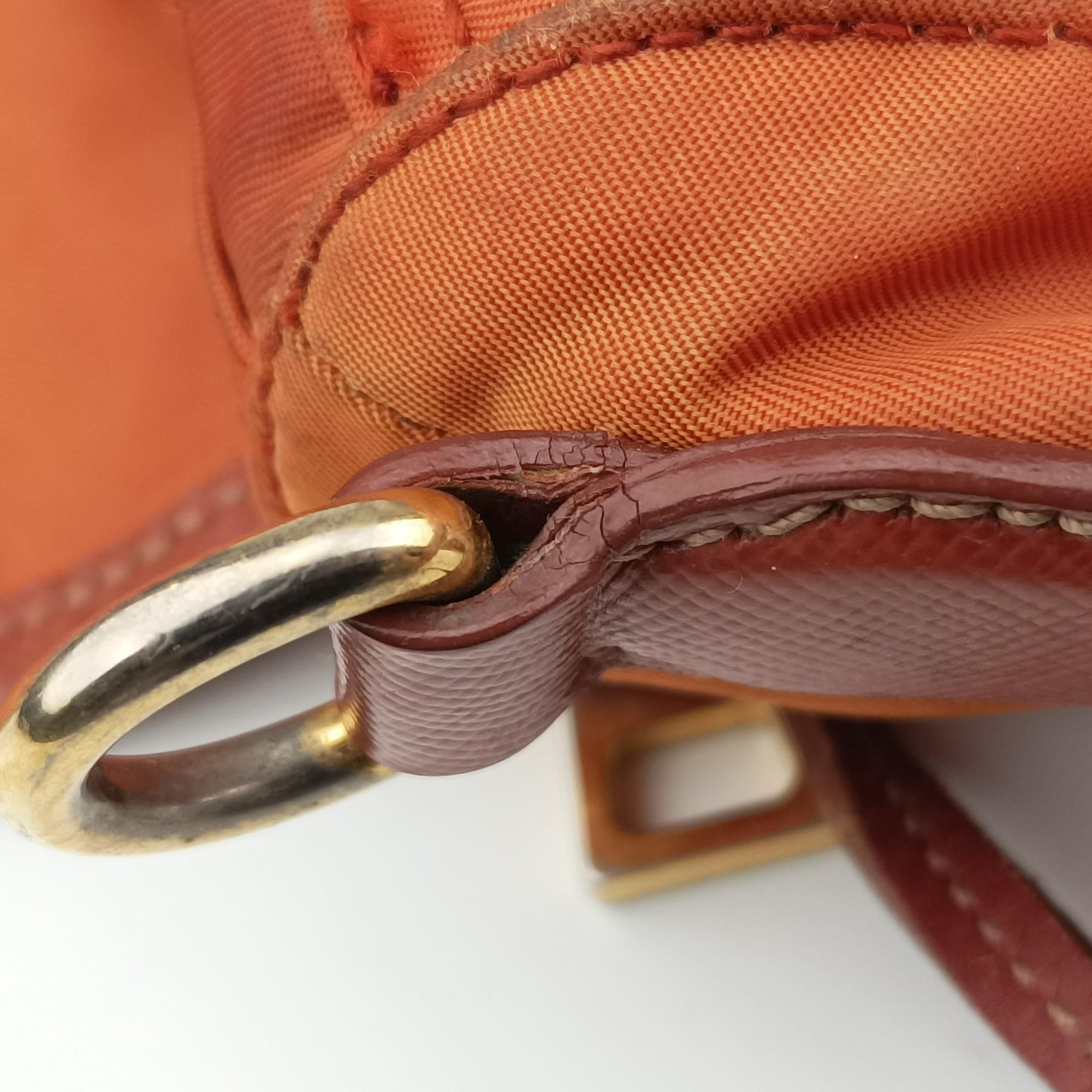 Pre-owned Prada VELA Orange Nylon × Leather BT1738 shoulderbag | stylenewstar