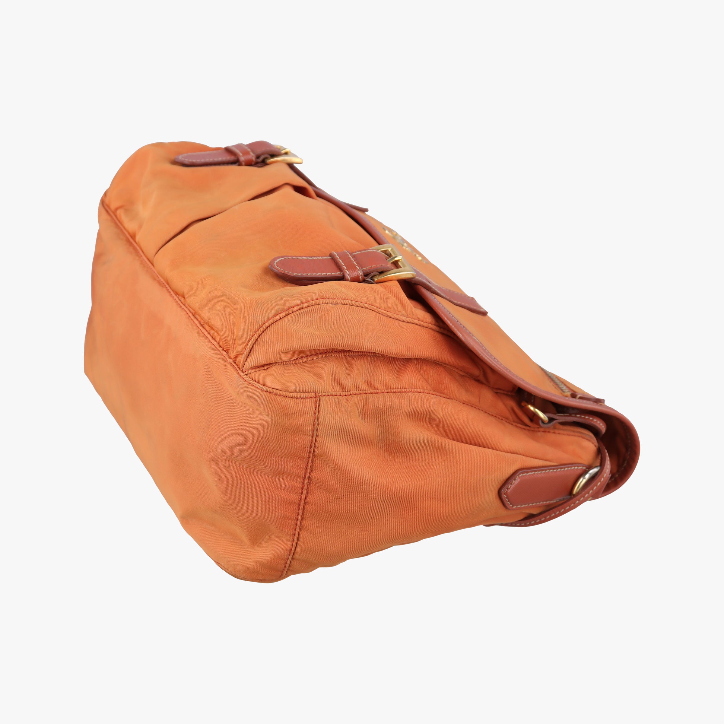 Pre-owned Prada VELA Orange Nylon × Leather BT1738 shoulderbag | stylenewstar