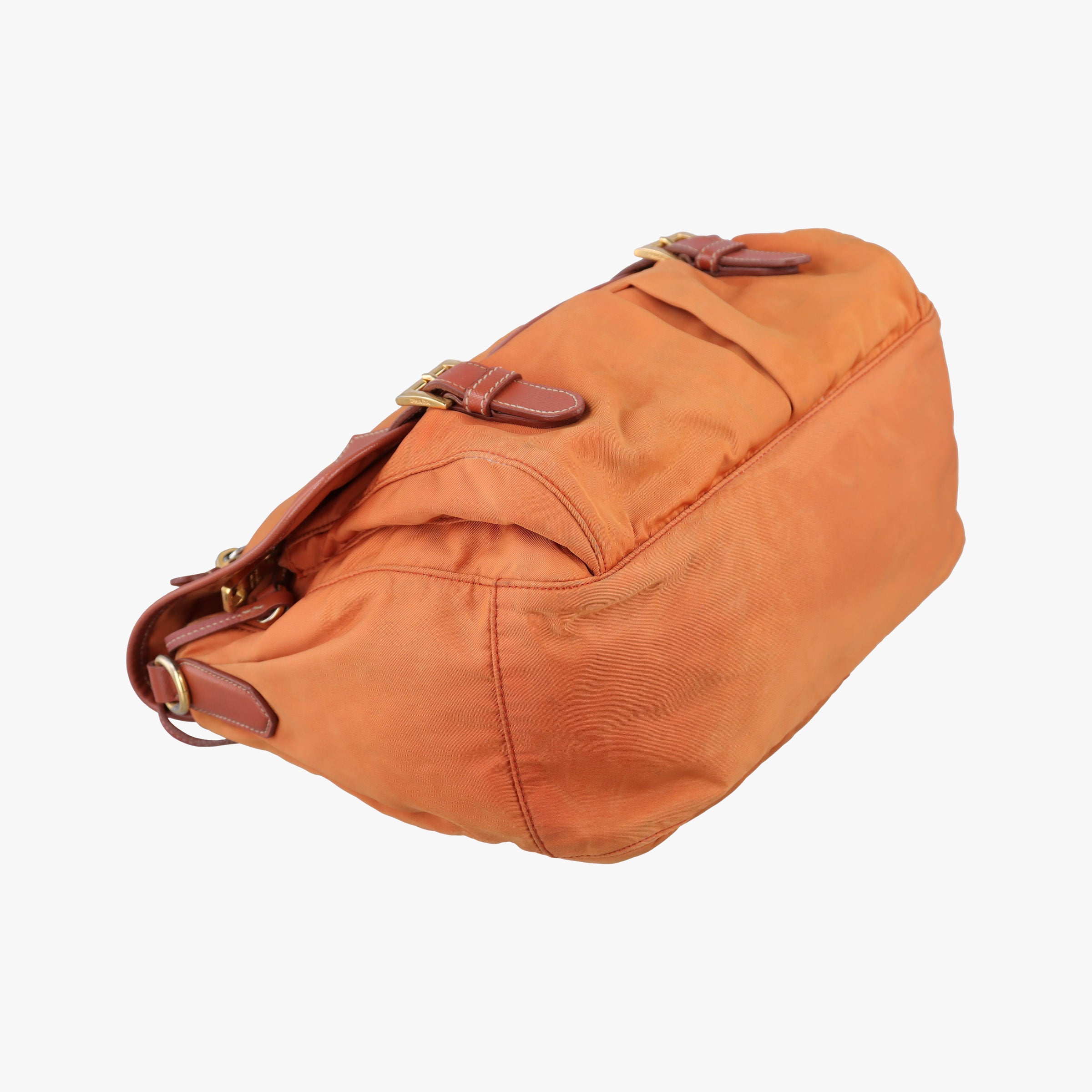 Pre-owned Prada VELA Orange Nylon × Leather BT1738 shoulderbag | stylenewstar