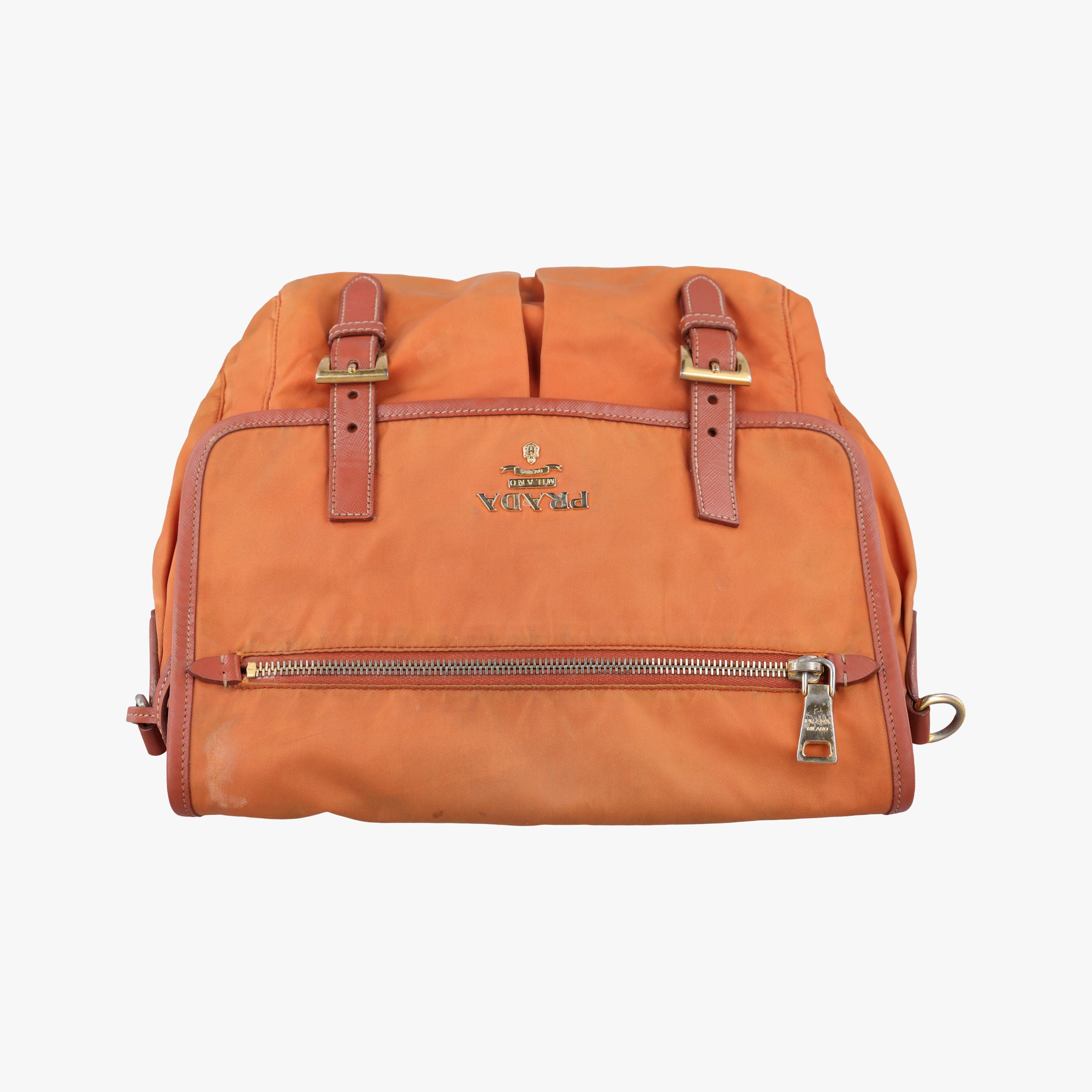Pre-owned Prada VELA Orange Nylon × Leather BT1738 shoulderbag | stylenewstar