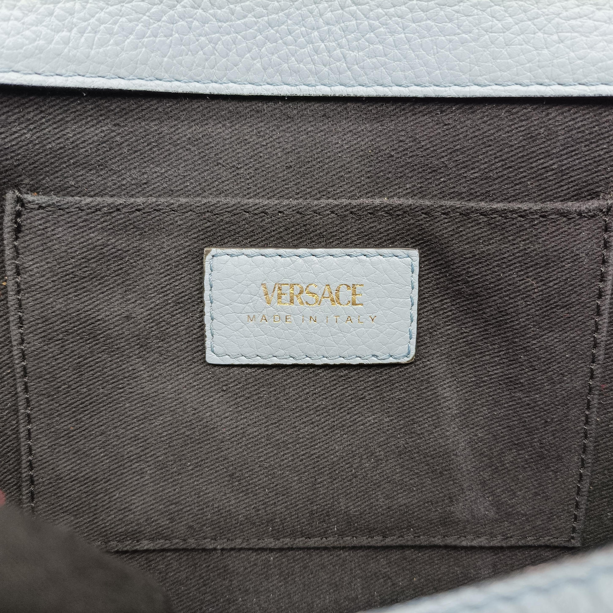 Pre-owned VERSACE Virtus Blue leather  shoulderbag | stylenewstar