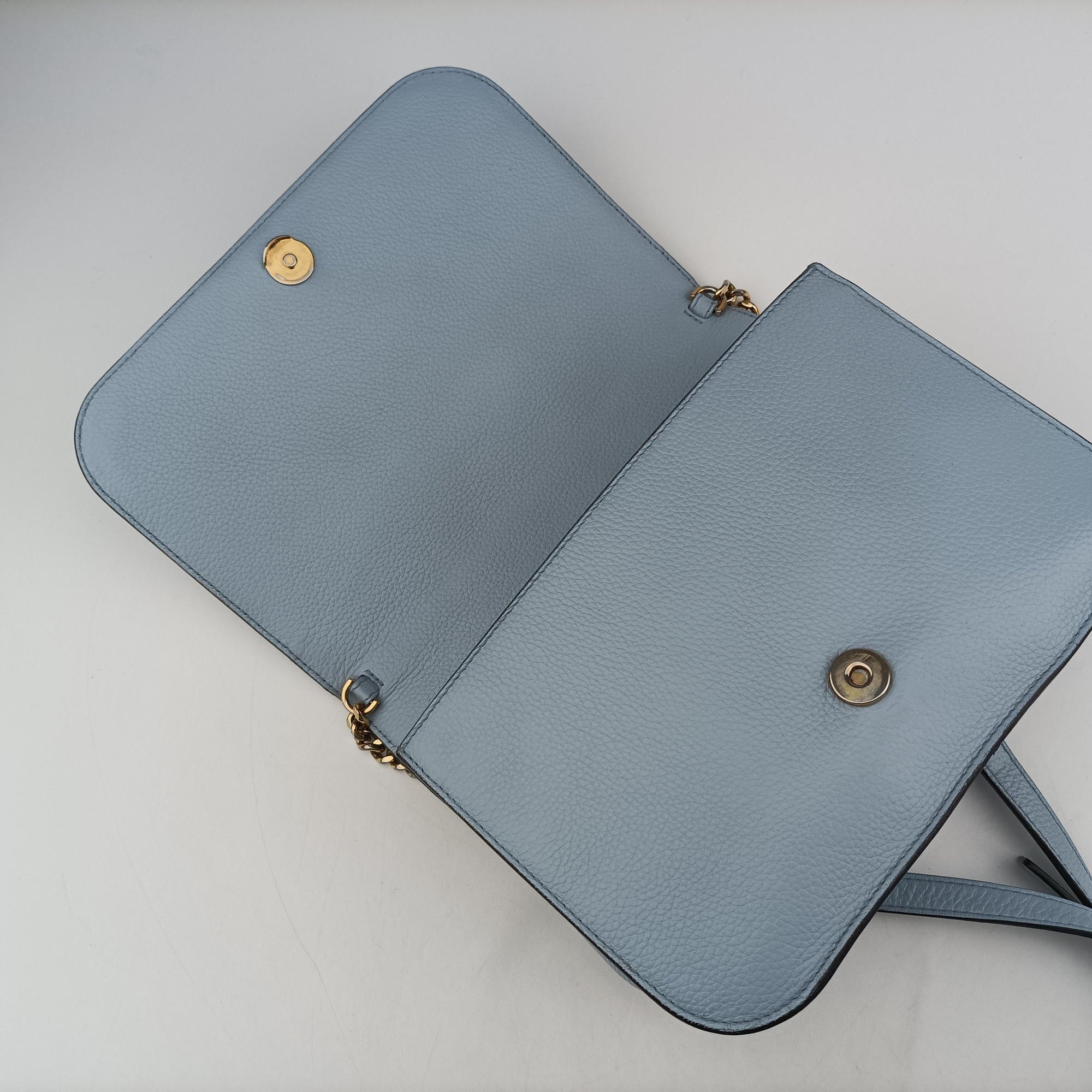 Pre-owned VERSACE Virtus Blue leather  shoulderbag | stylenewstar