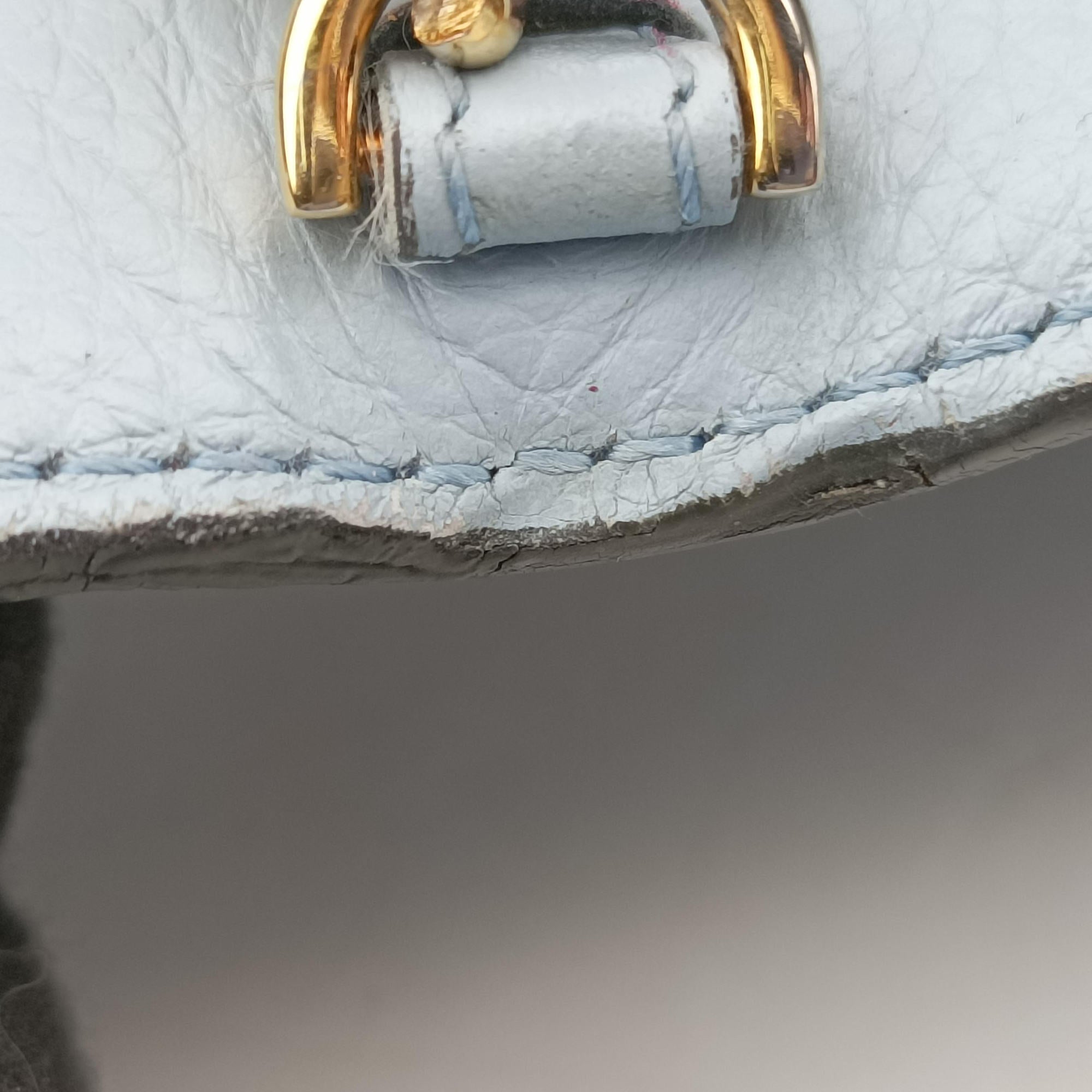 Pre-owned VERSACE Virtus Blue leather  shoulderbag | stylenewstar