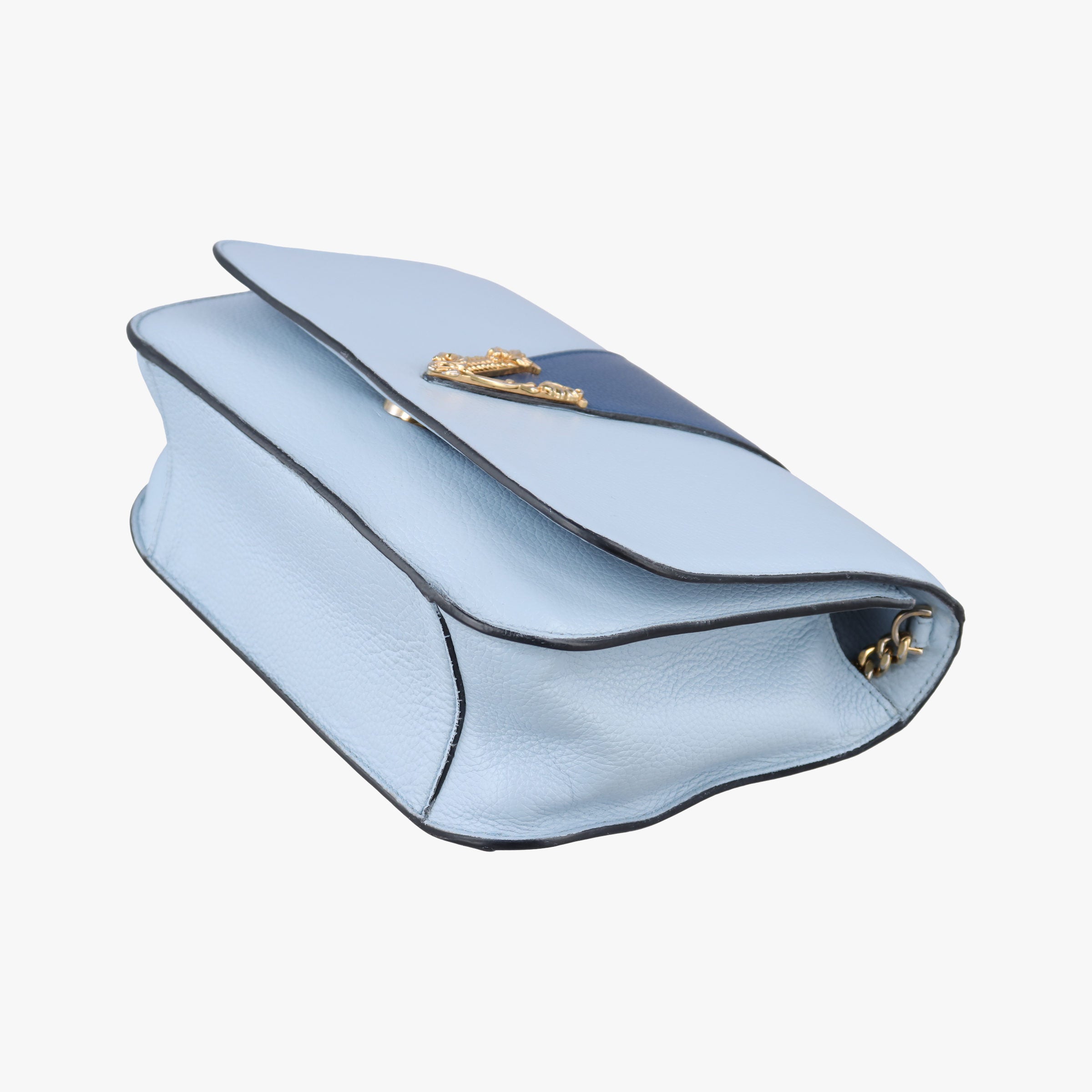 Pre-owned VERSACE Virtus Blue leather  shoulderbag | stylenewstar