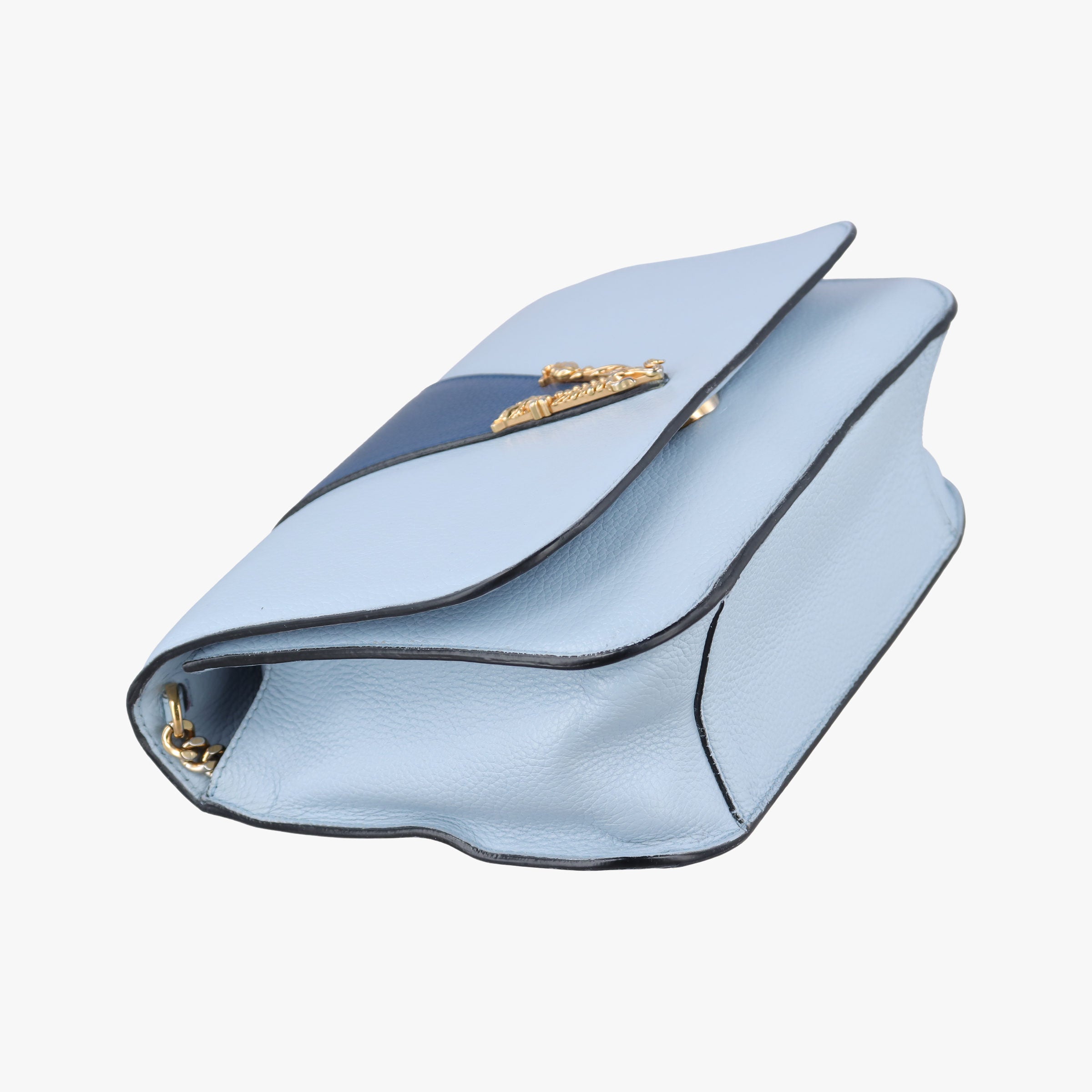 Pre-owned VERSACE Virtus Blue leather  shoulderbag | stylenewstar