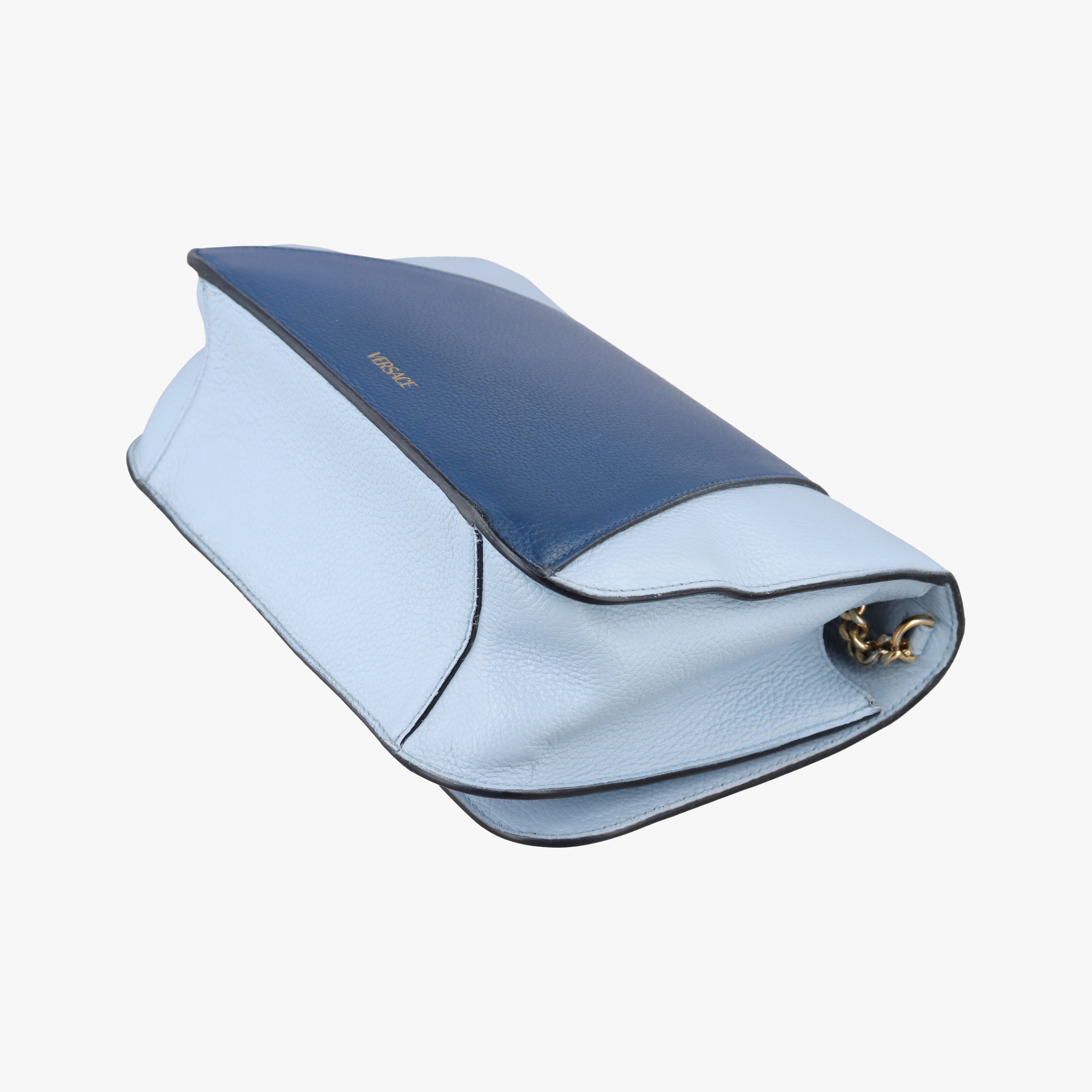 Pre-owned VERSACE Virtus Blue leather  shoulderbag | stylenewstar