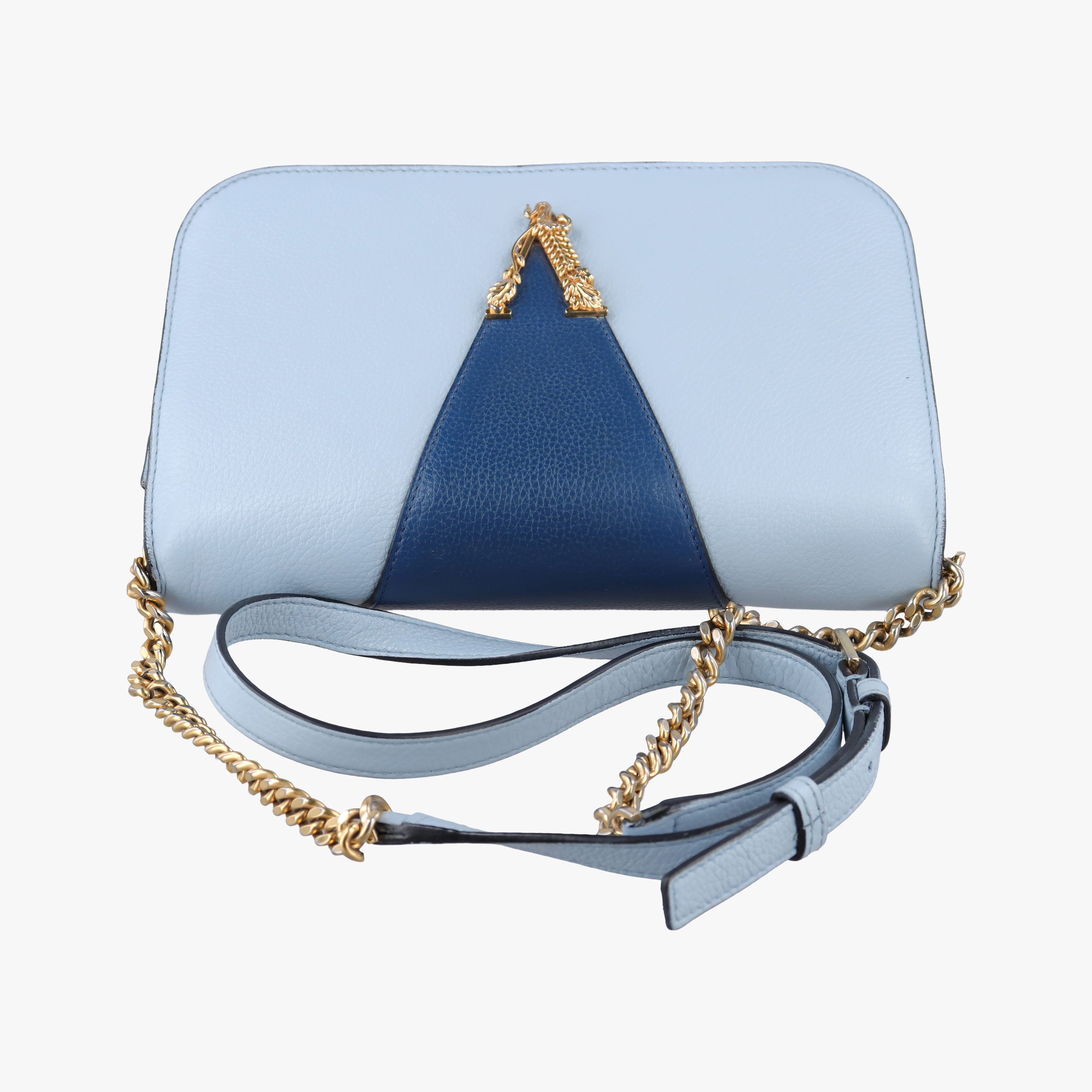 Pre-owned VERSACE Virtus Blue leather  shoulderbag | stylenewstar