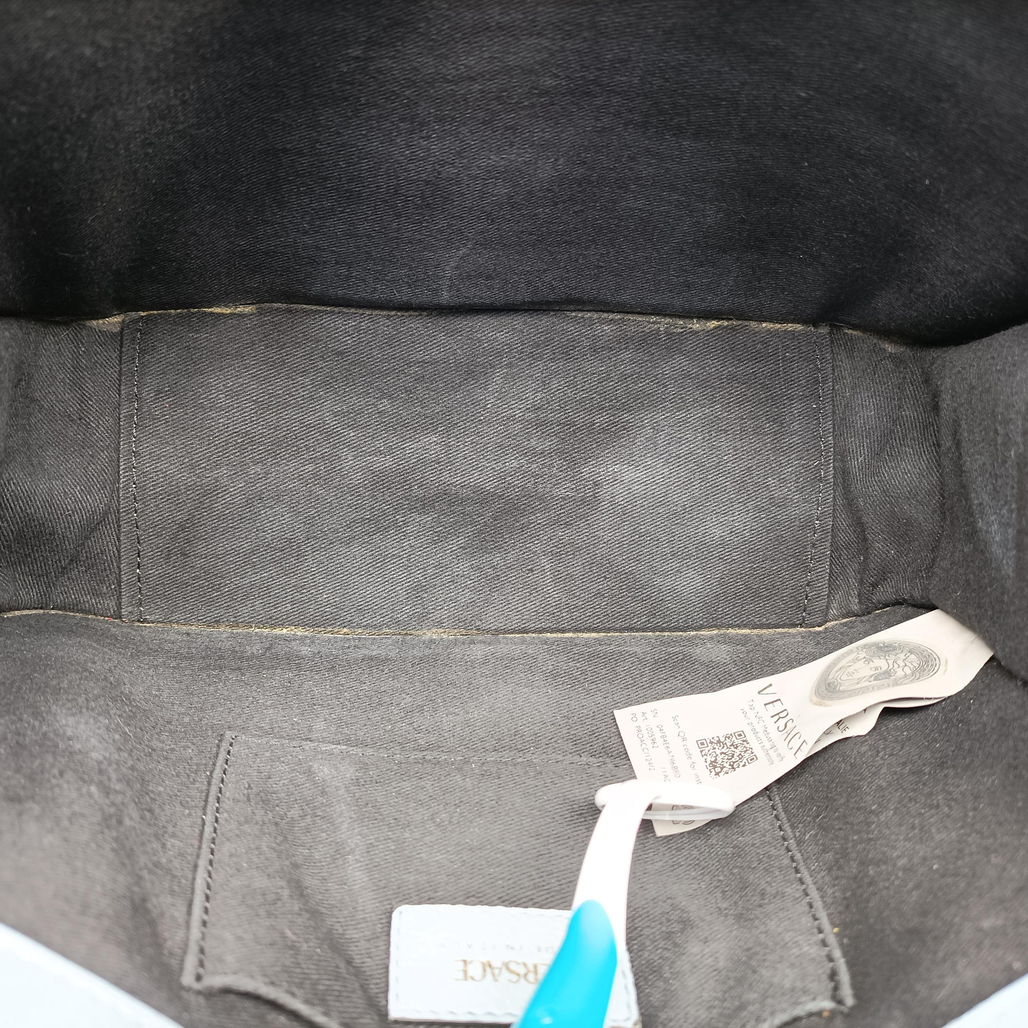 Pre-owned VERSACE Virtus Blue leather  shoulderbag | stylenewstar