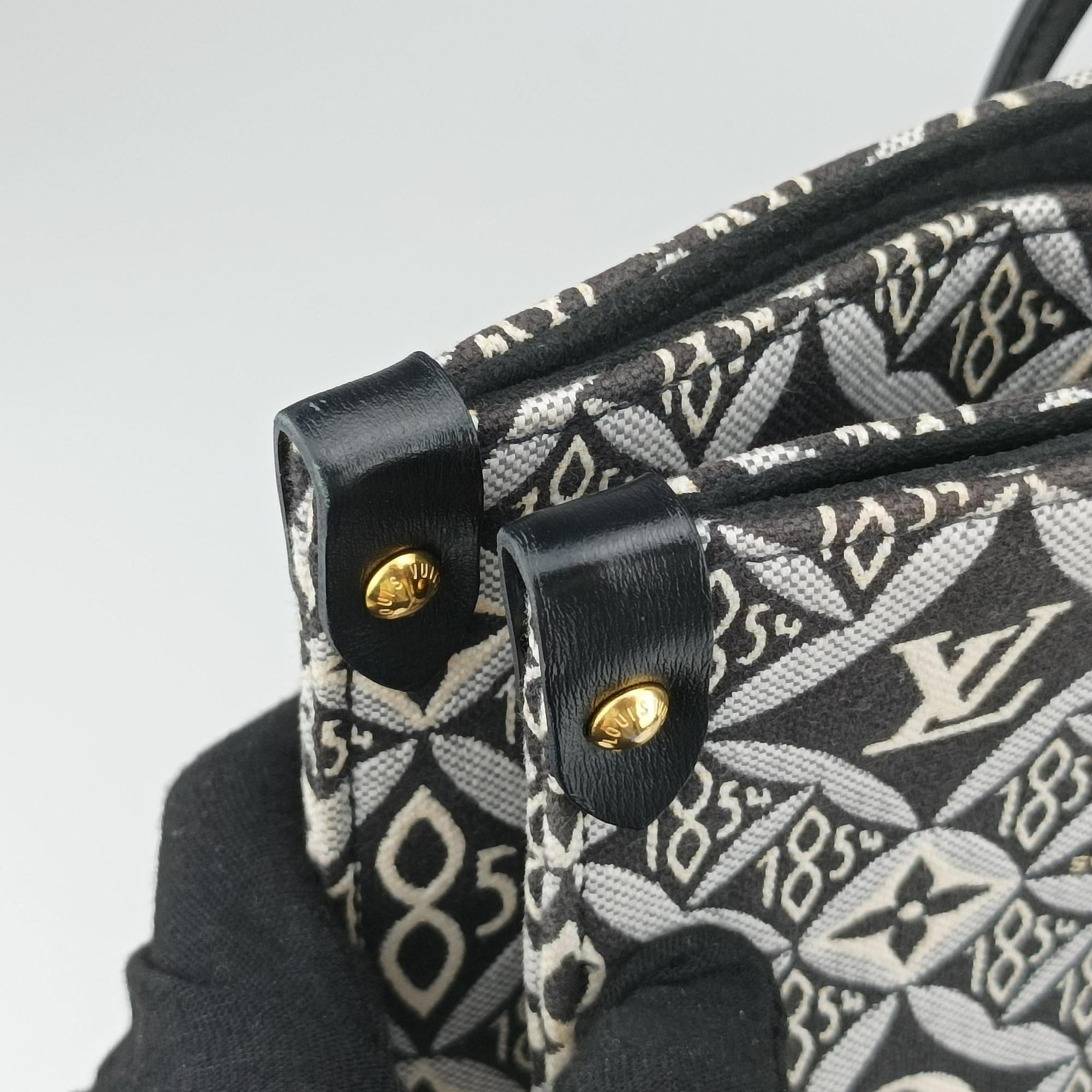 Pre-owned Louis Vuitton SINCE1854 On the Go GM Black×White jacquard canvas x leather M57207 shoulderbag | stylenewstar