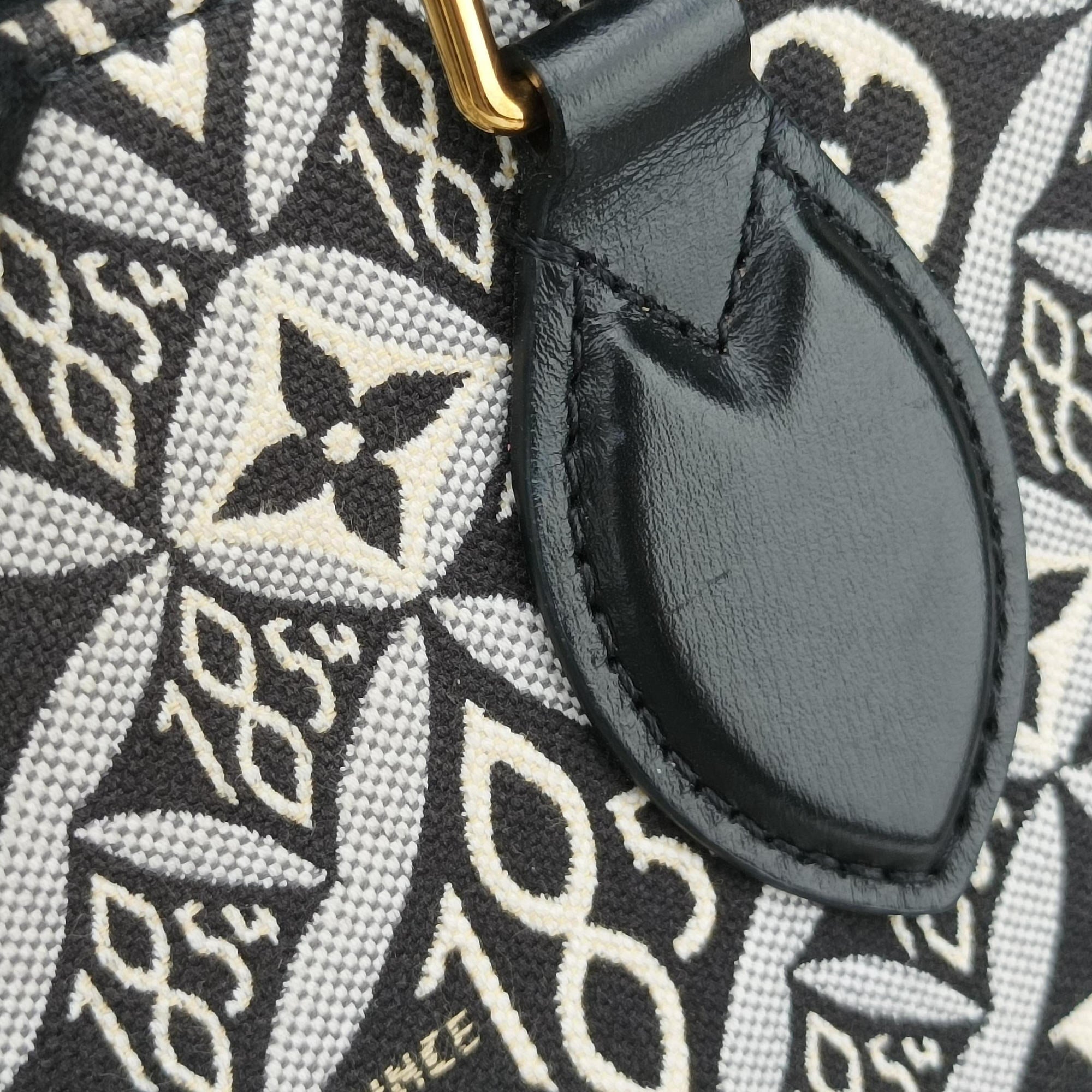 Pre-owned Louis Vuitton SINCE1854 On the Go GM Black×White jacquard canvas x leather M57207 shoulderbag | stylenewstar