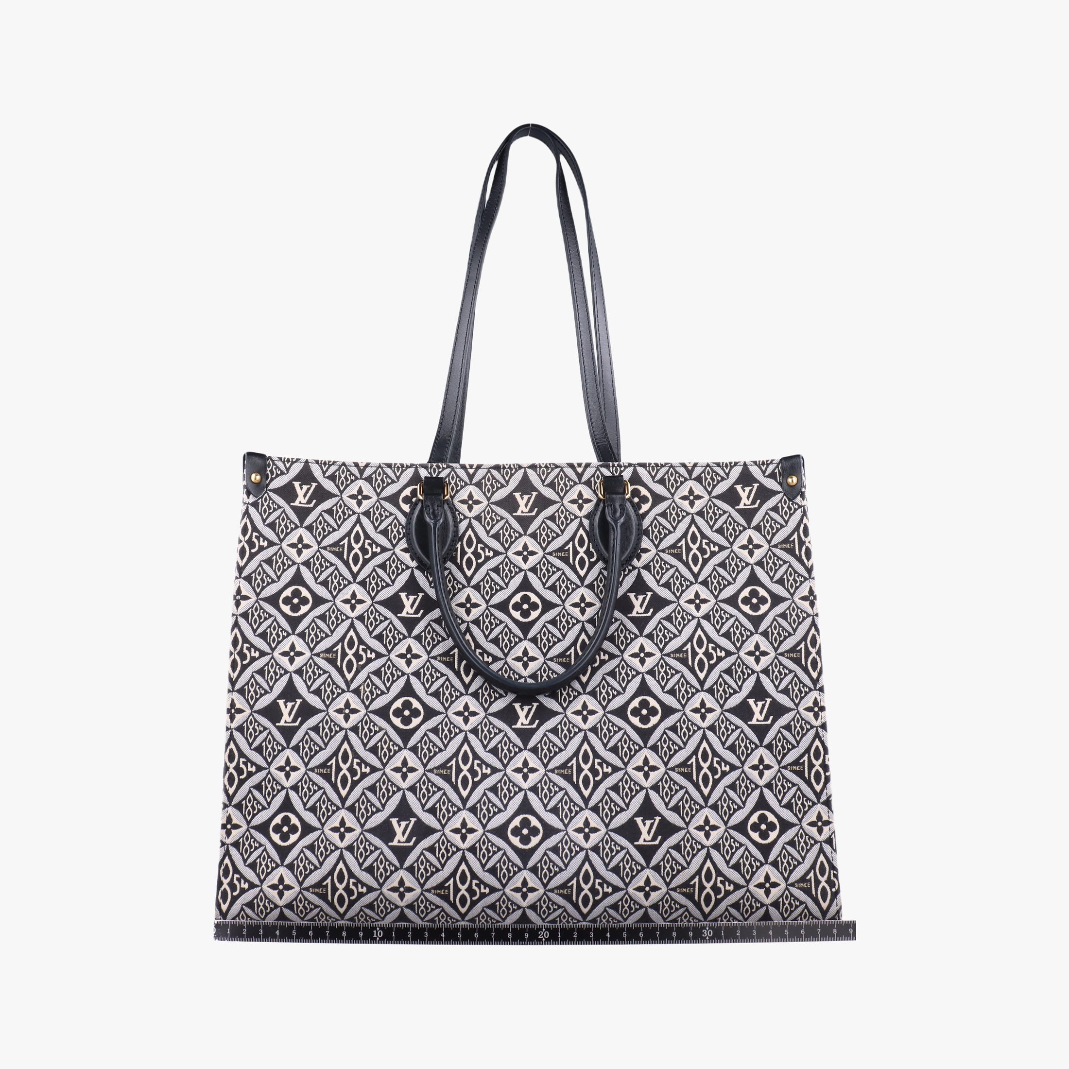 Pre-owned Louis Vuitton SINCE1854 On the Go GM Black×White jacquard canvas x leather M57207 shoulderbag | stylenewstar