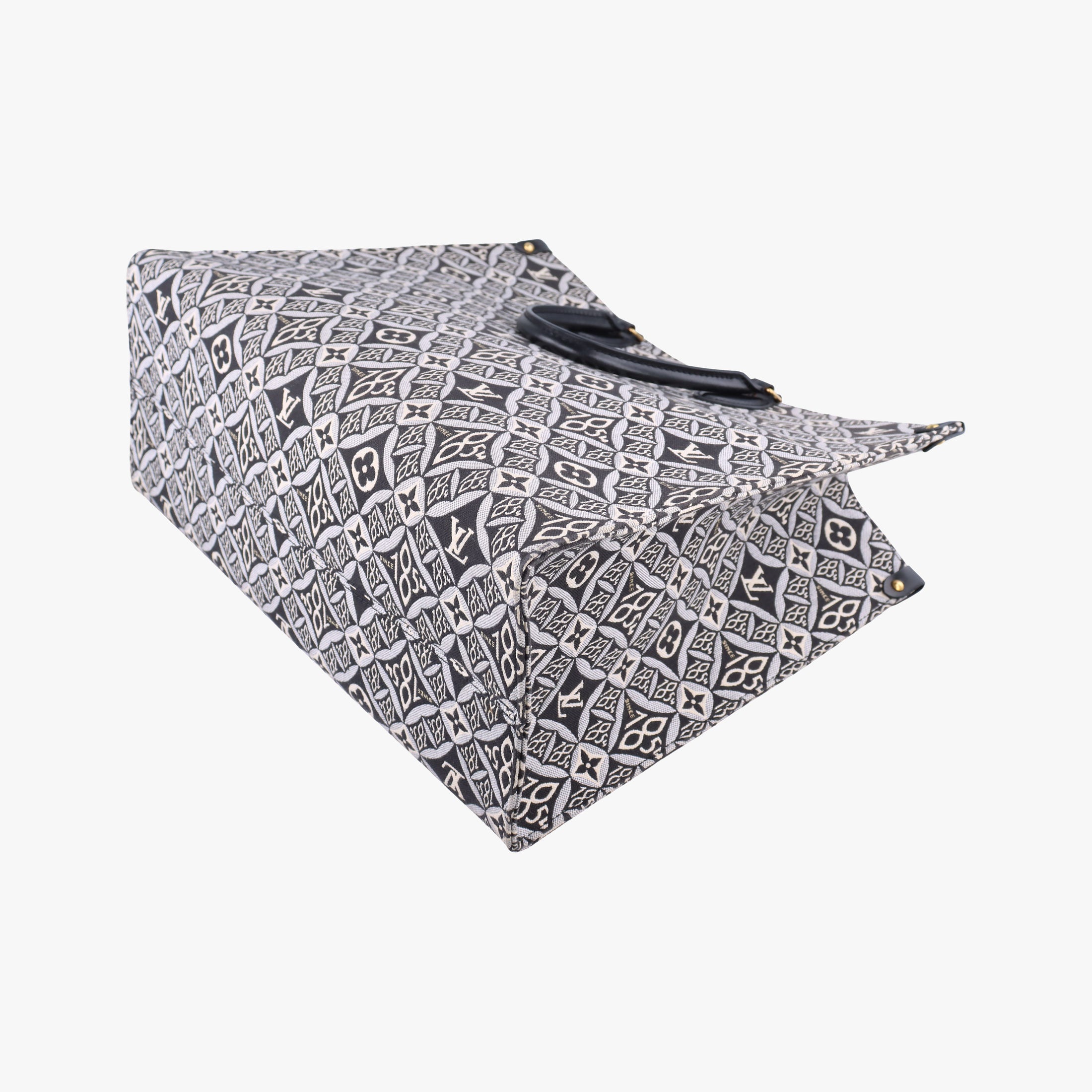 Pre-owned Louis Vuitton SINCE1854 On the Go GM Black×White jacquard canvas x leather M57207 shoulderbag | stylenewstar