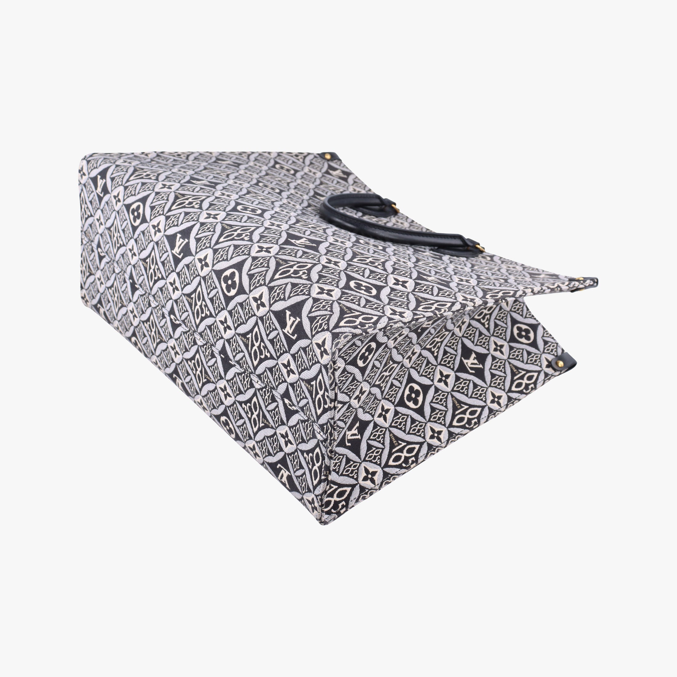 Pre-owned Louis Vuitton SINCE1854 On the Go GM Black×White jacquard canvas x leather M57207 shoulderbag | stylenewstar