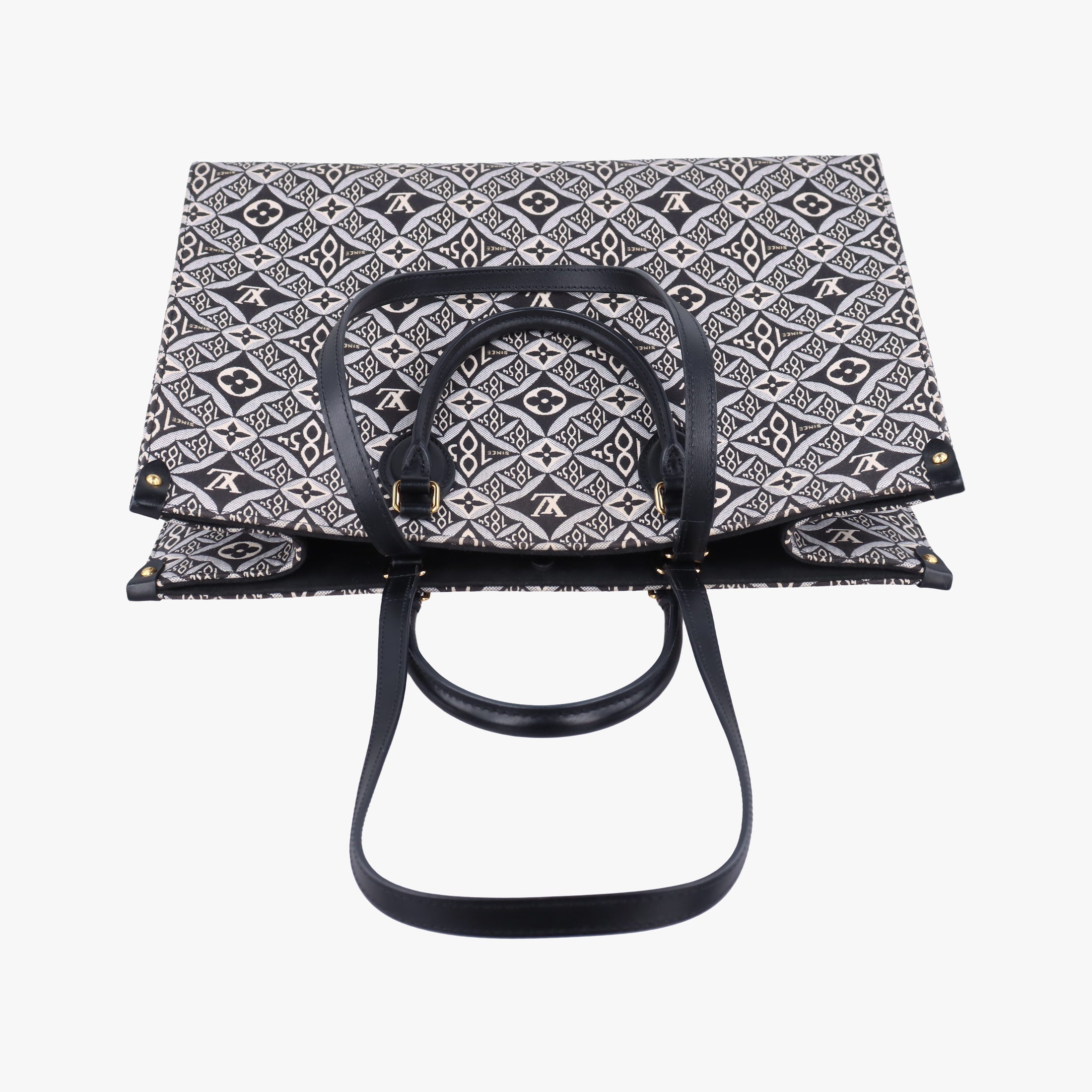 Pre-owned Louis Vuitton SINCE1854 On the Go GM Black×White jacquard canvas x leather M57207 shoulderbag | stylenewstar