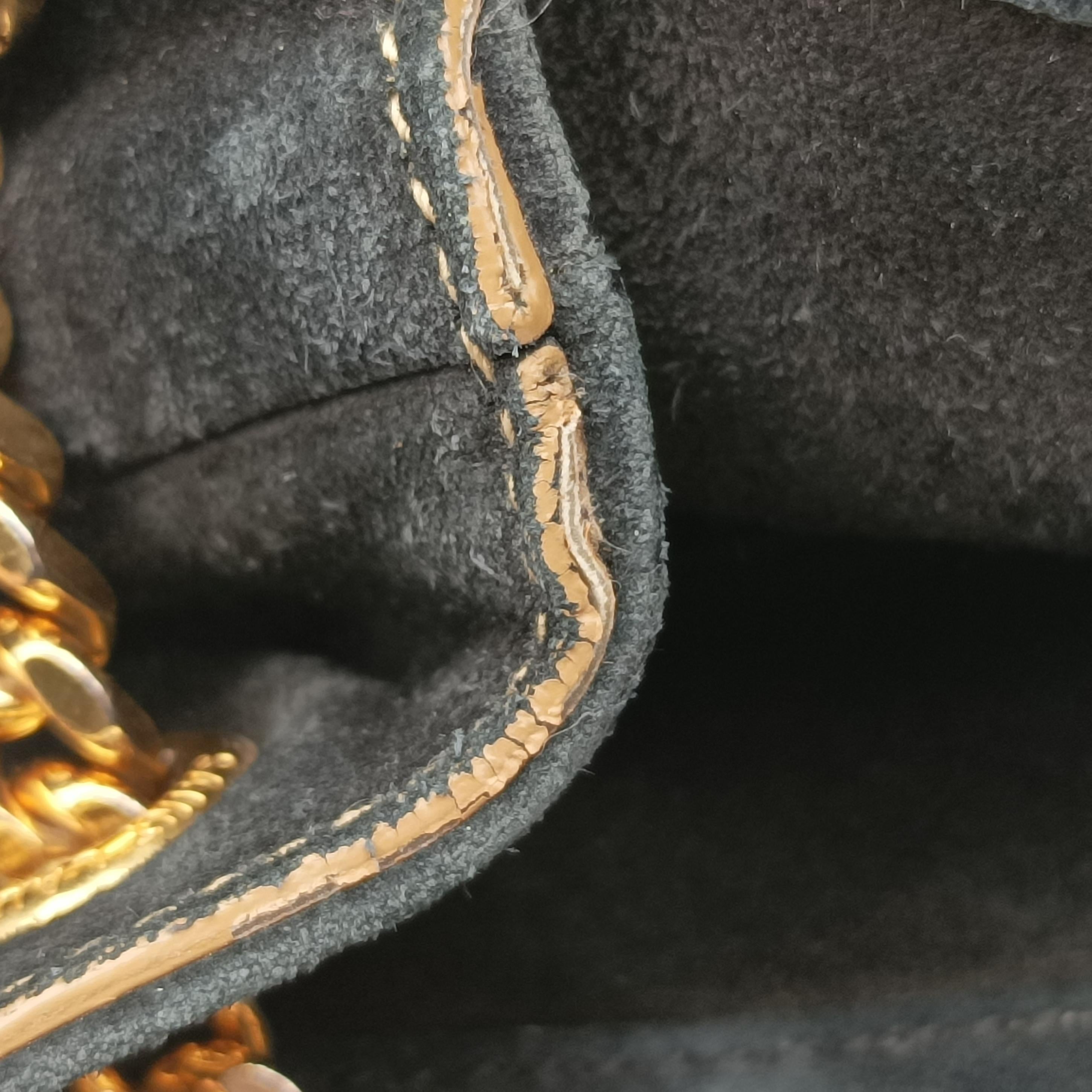 Pre-owned Yves Saint Laurent Emmanuelle Chain Bucket Black×golden Suede x Snakeskin 434596 shoulderbag | stylenewstar