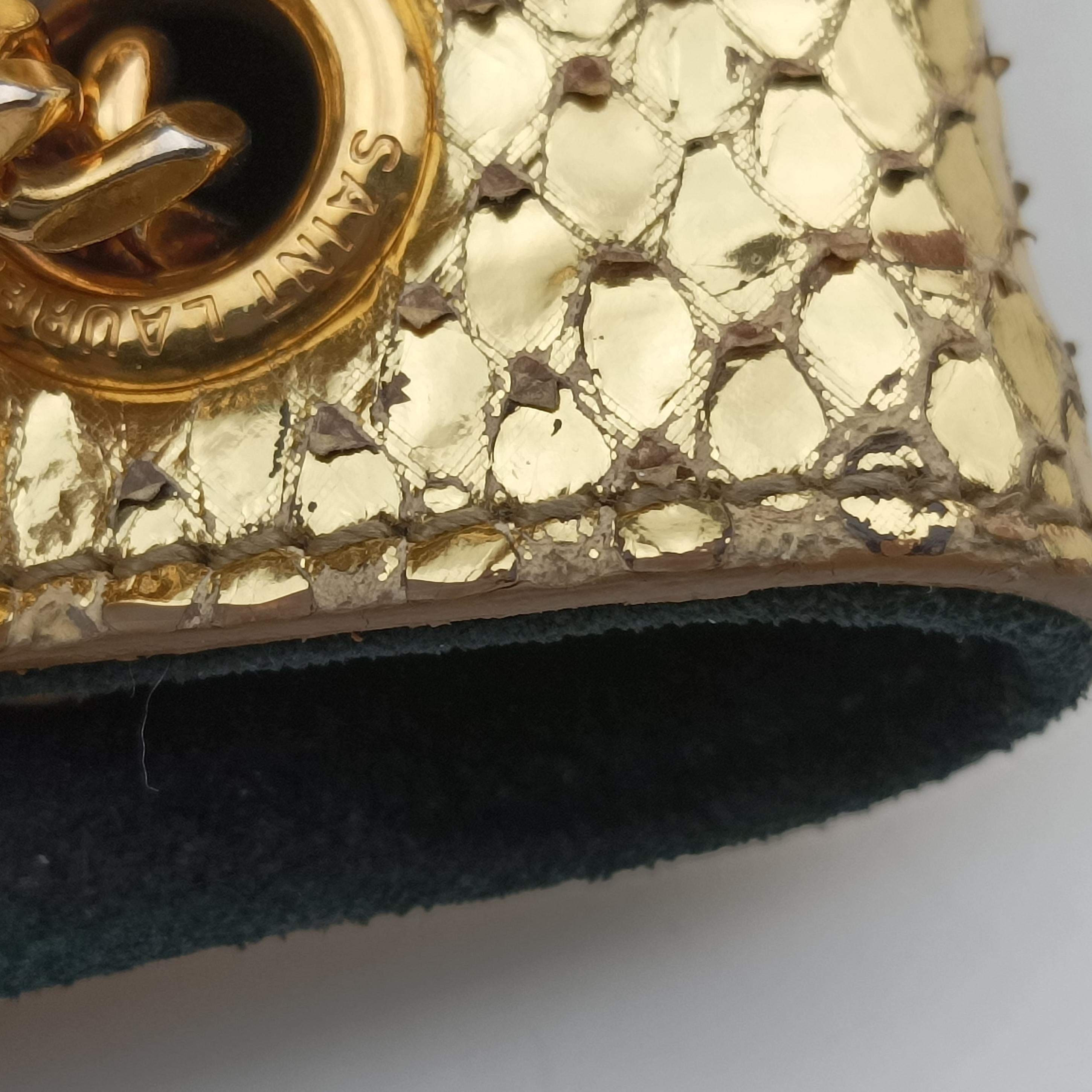 Pre-owned Yves Saint Laurent Emmanuelle Chain Bucket Black×golden Suede x Snakeskin 434596 shoulderbag | stylenewstar